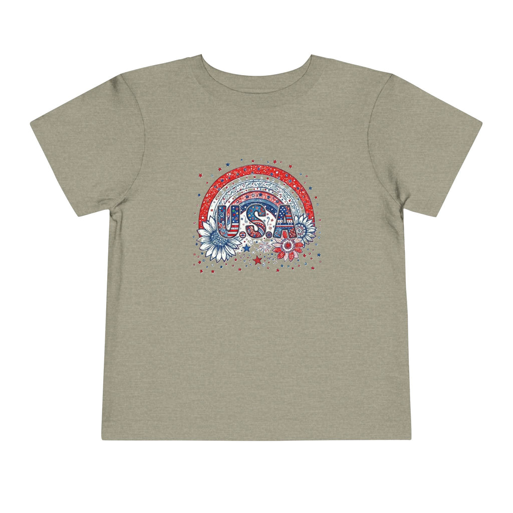 Toddler Tee — USA Rainbow Floral Patriotic 4th of July Shirt