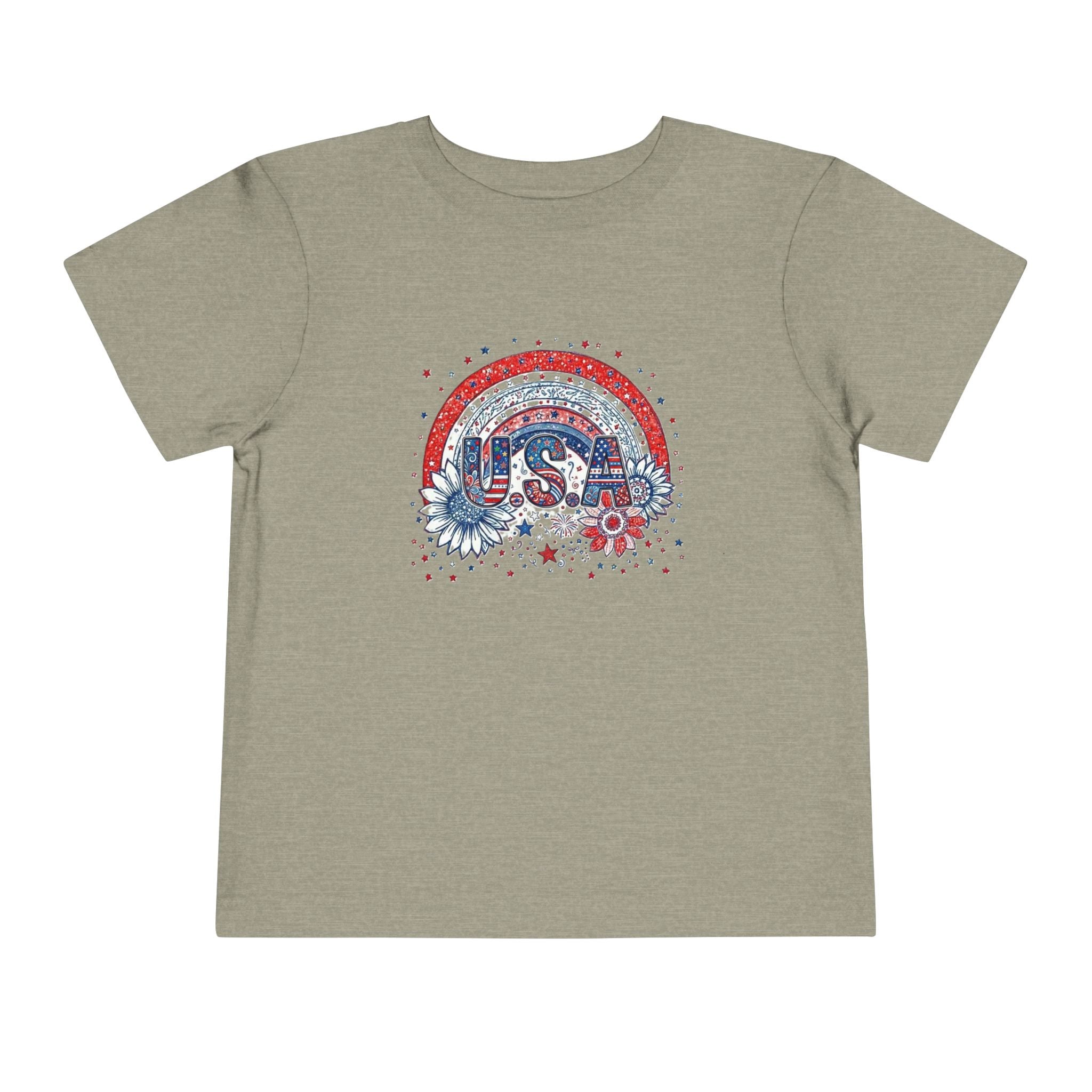 Toddler Tee — USA Rainbow Floral Patriotic 4th of July Shirt