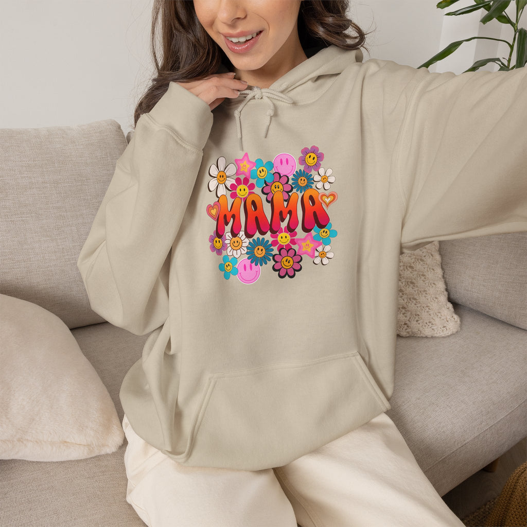Mama Floral Hoodie — Retro Flower Power "Mama" Sweatshirt