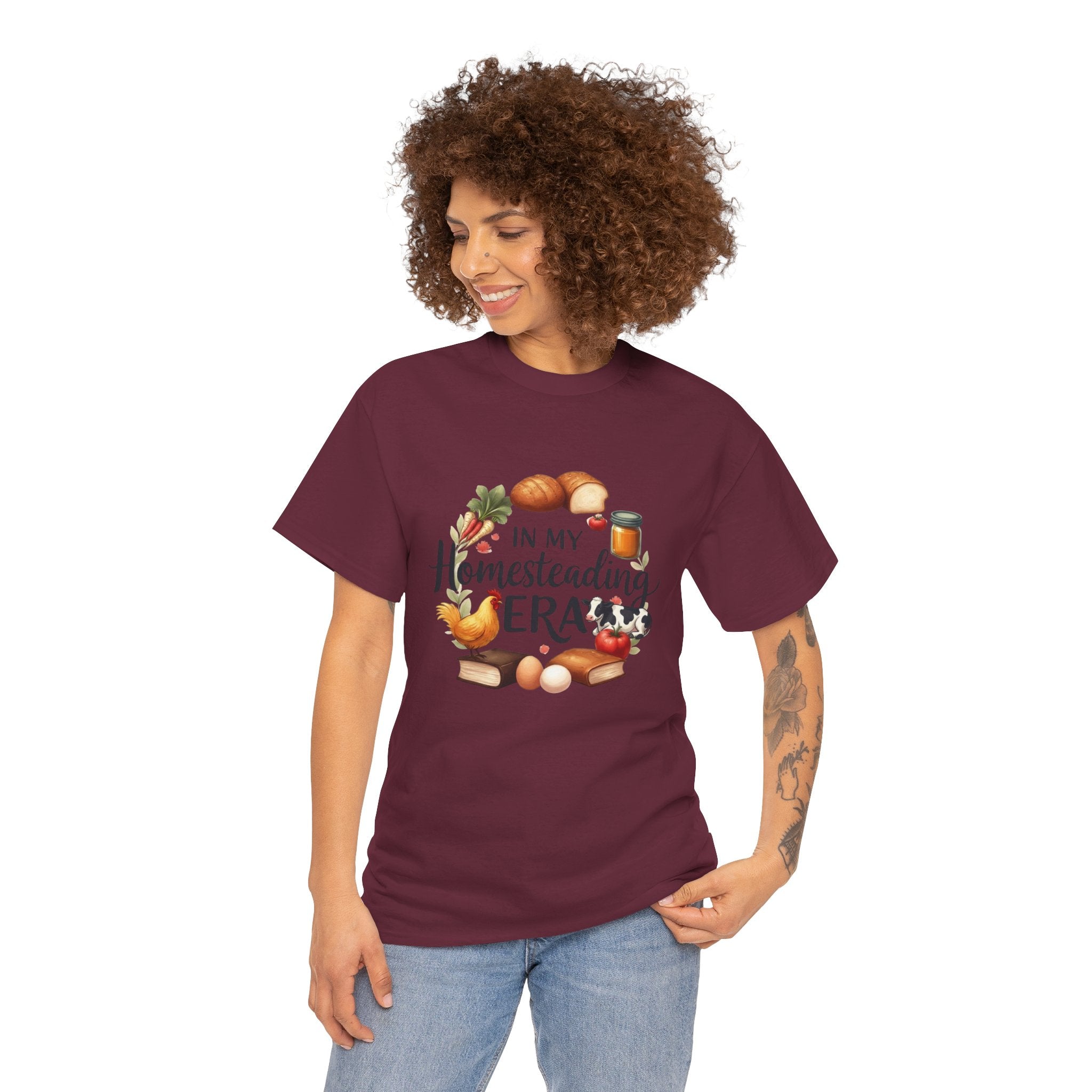 Homesteading Era Tee — Cute Bread, Chickens & Eggs Design