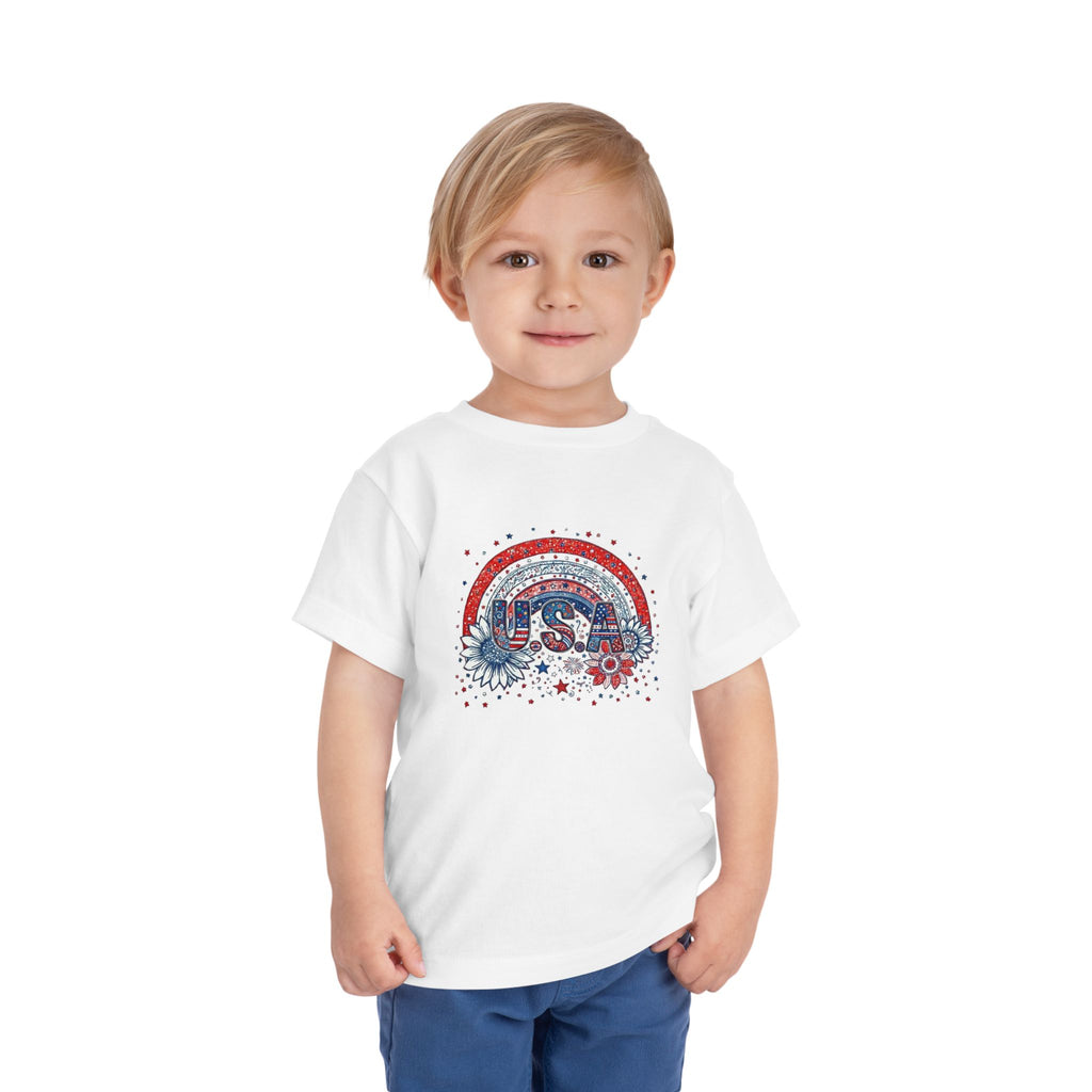 Toddler Tee — USA Rainbow Floral Patriotic 4th of July Shirt