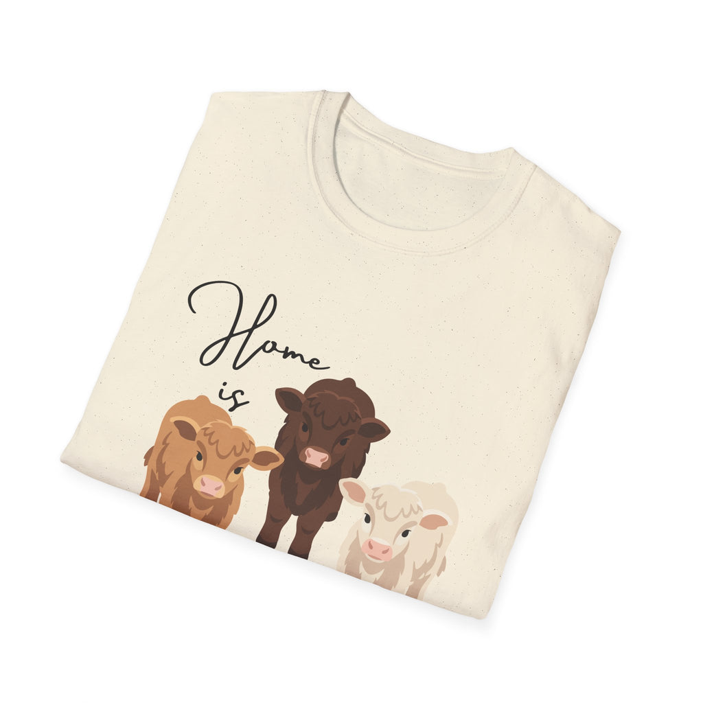 Cow Trio Graphic T-Shirt — "Home is Where the Herd Is" Farm Animal Tee