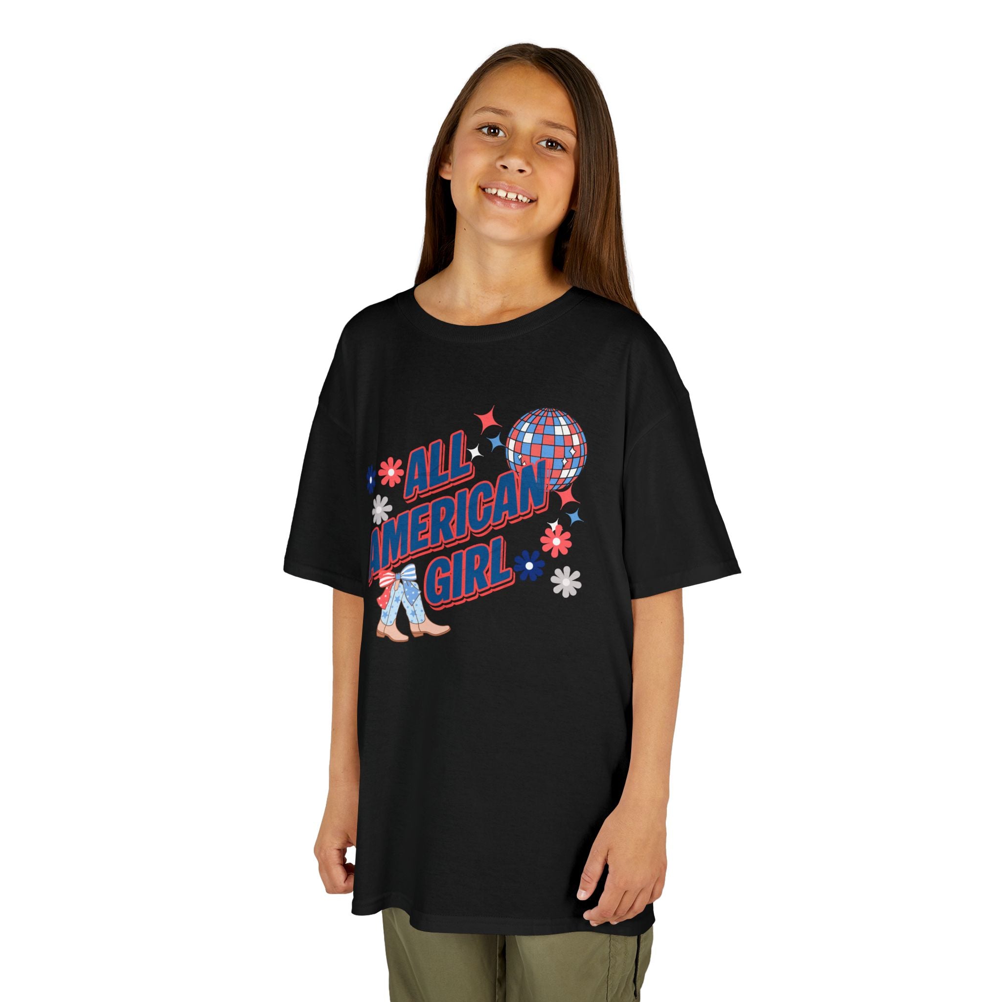 All American Girl Kids T-Shirt — Patriotic 4th of July Tee