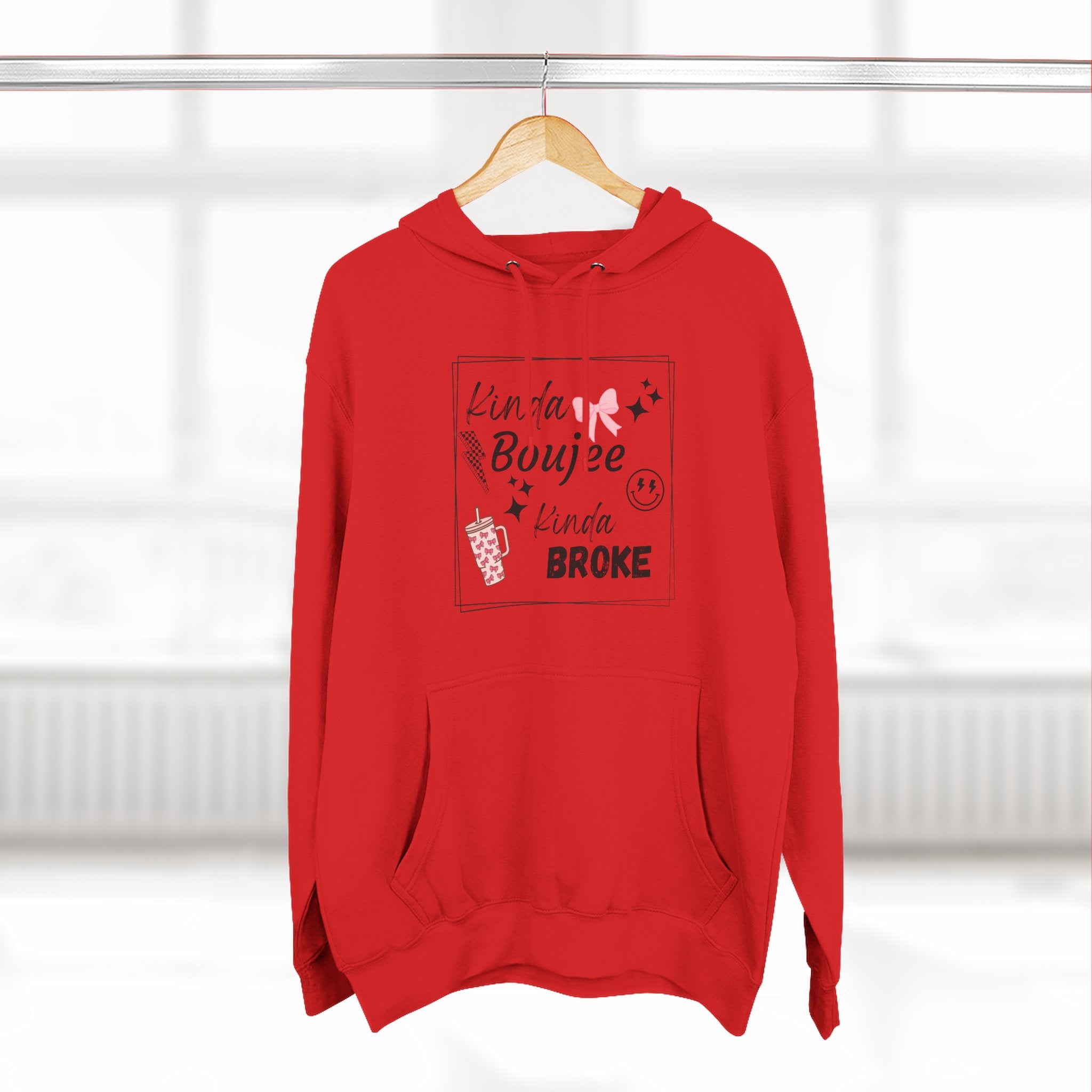 Boujee But Broke Hoodie — Cute Graphic Fleece Pullover