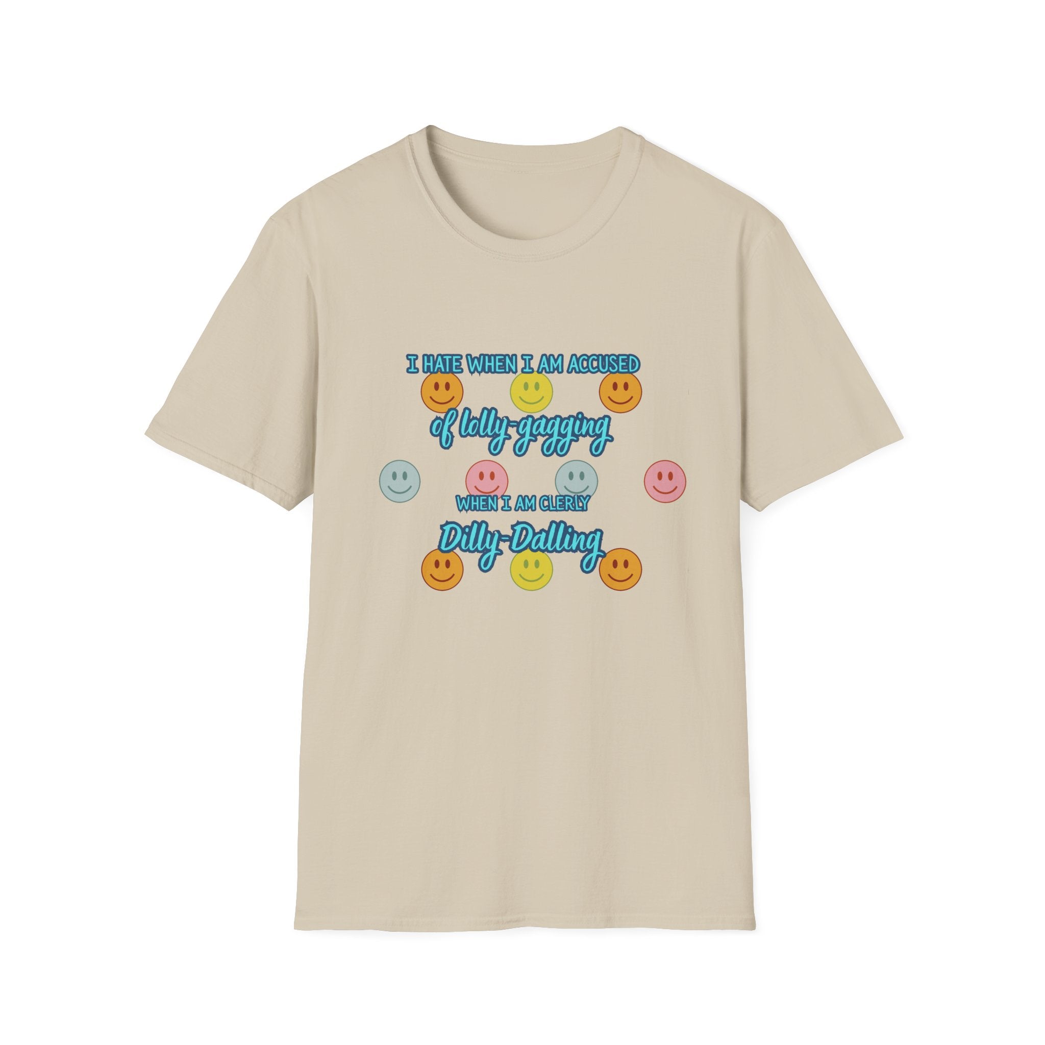 Funny 'I Hate When I Am accused of lolly-gagging' Graphic T-Shirt — Retro Smiley Face Design