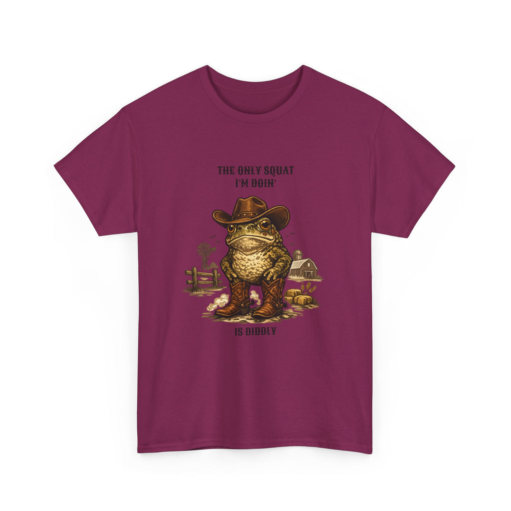 Frog Cowboy Tee — “The Only Squat I’m Doin’ Is Diddle” Funny Western Graphic T-Shirt