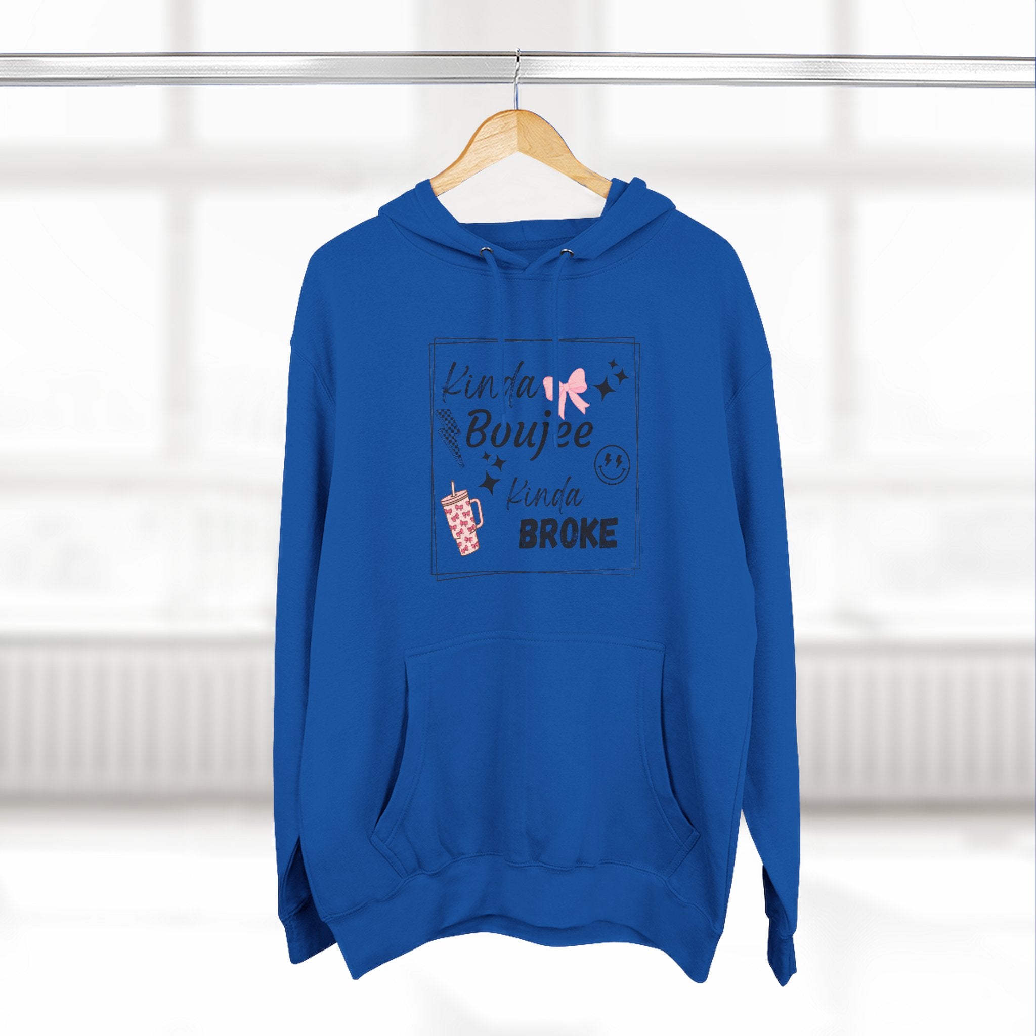 Boujee But Broke Hoodie — Cute Graphic Fleece Pullover