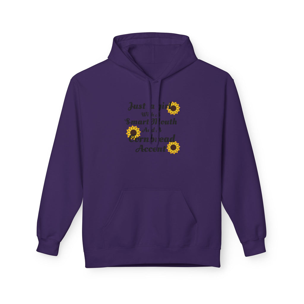 Cornbread Accent Hoodie — "Just a girl with a smart mouth & a cornbread accent" Sunflower Pullover
