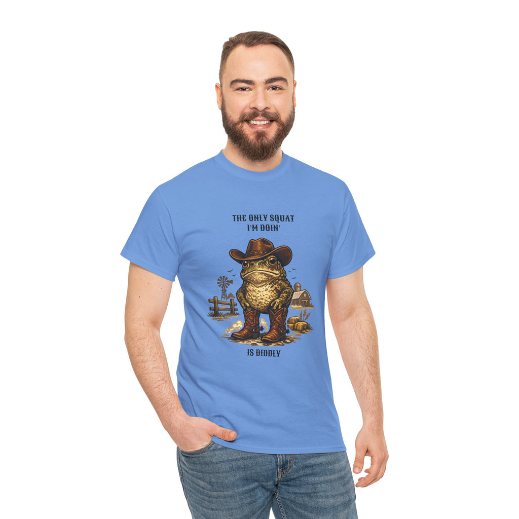 Frog Cowboy Tee — “The Only Squat I’m Doin’ Is Diddle” Funny Western Graphic T-Shirt