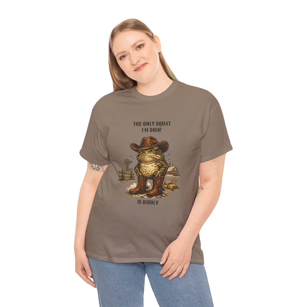 Frog Cowboy Tee — “The Only Squat I’m Doin’ Is Diddle” Funny Western Graphic T-Shirt