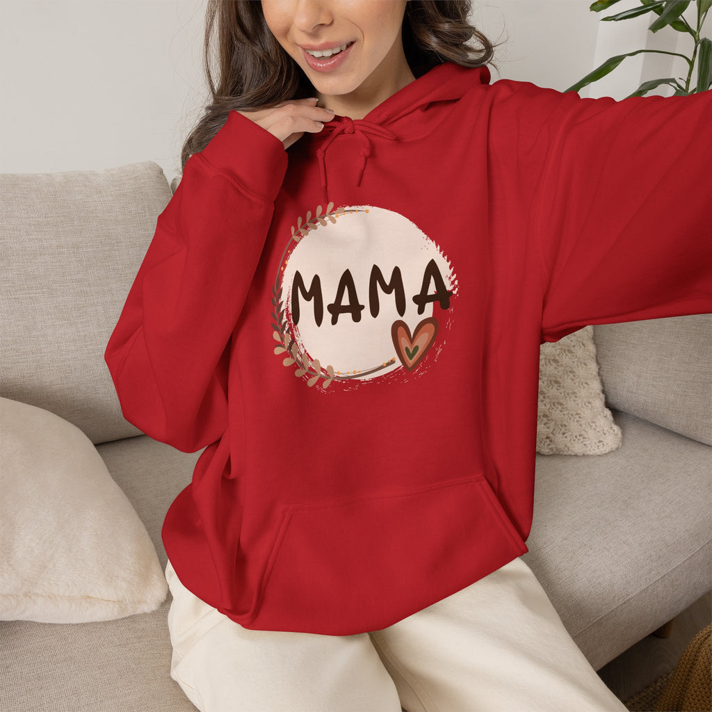 Mama Heart Hoodie — Soft Neutral Mom Sweatshirt, 'MAMA' Script with Heart & Wreath (Mother’s Day Gift)
