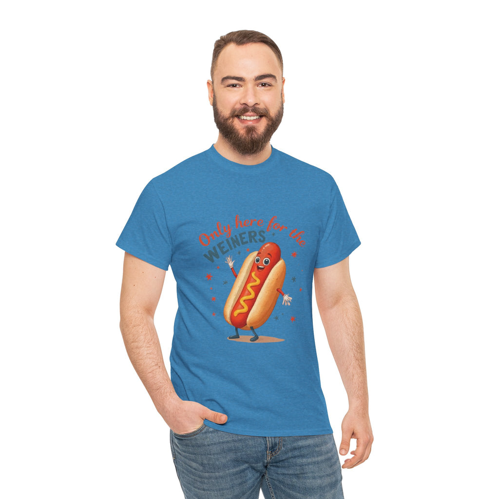 Funny Hot Dog Tee — "Only Here for the Weiners" Graphic T-Shirt