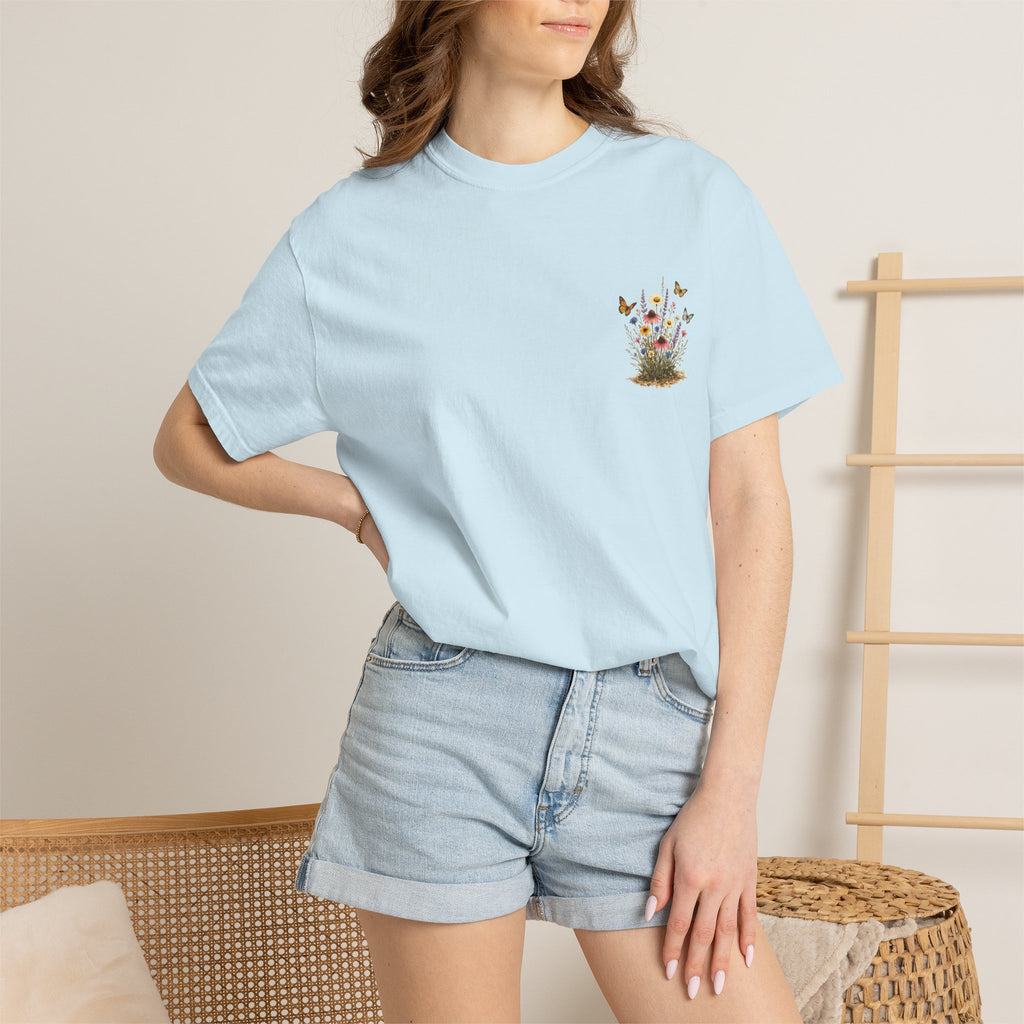 Wildflower Bouquet T-shirt | Backyard Butterflies, Botanical Illustration