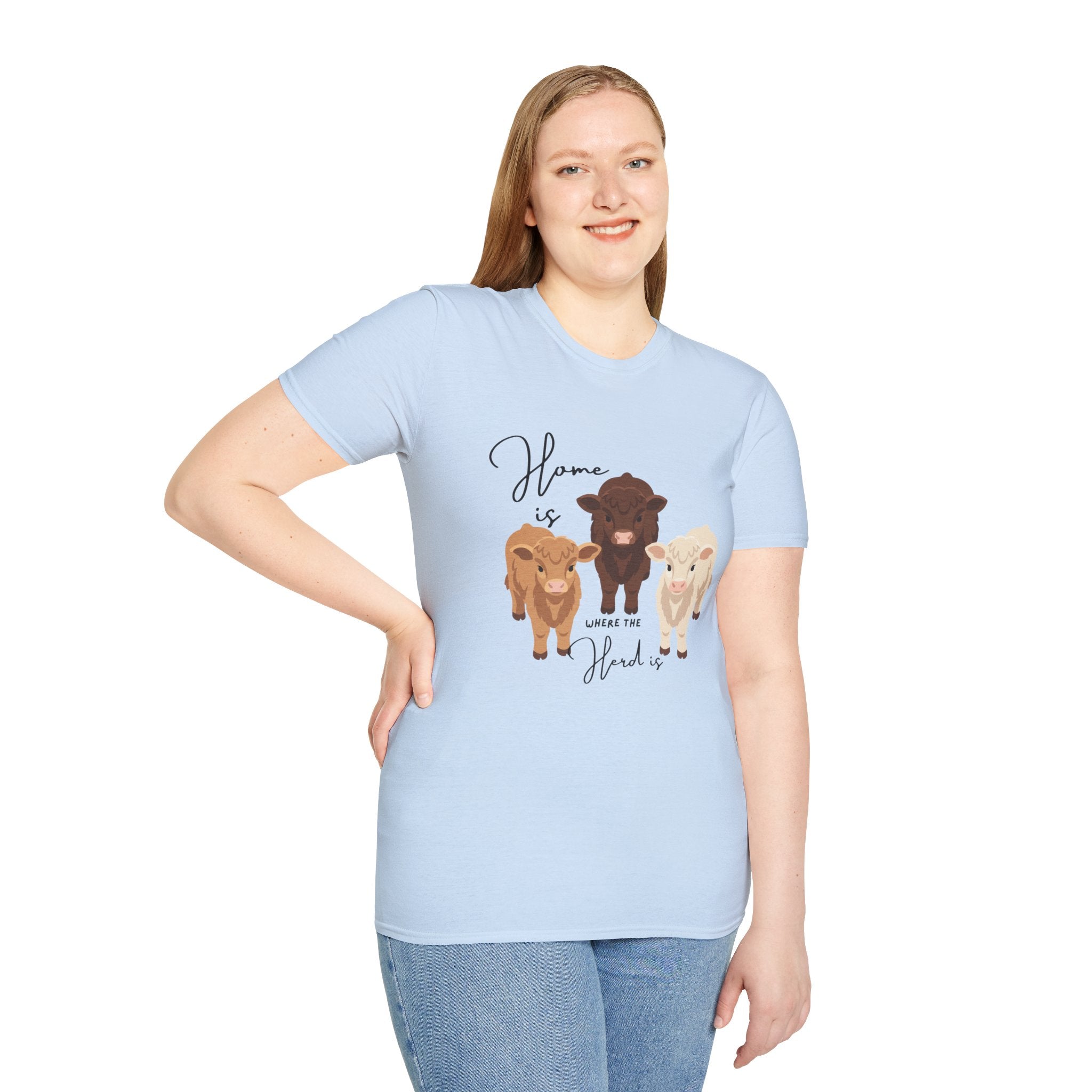 Cow Trio Graphic T-Shirt — "Home is Where the Herd Is" Farm Animal Tee