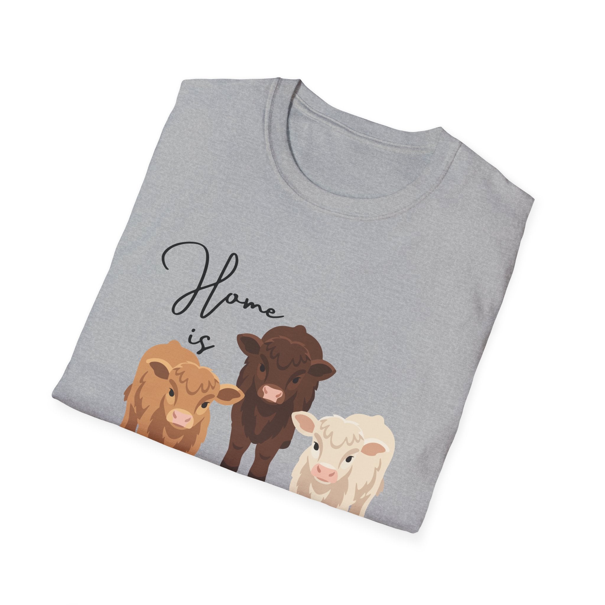 Cow Trio Graphic T-Shirt — "Home is Where the Herd Is" Farm Animal Tee