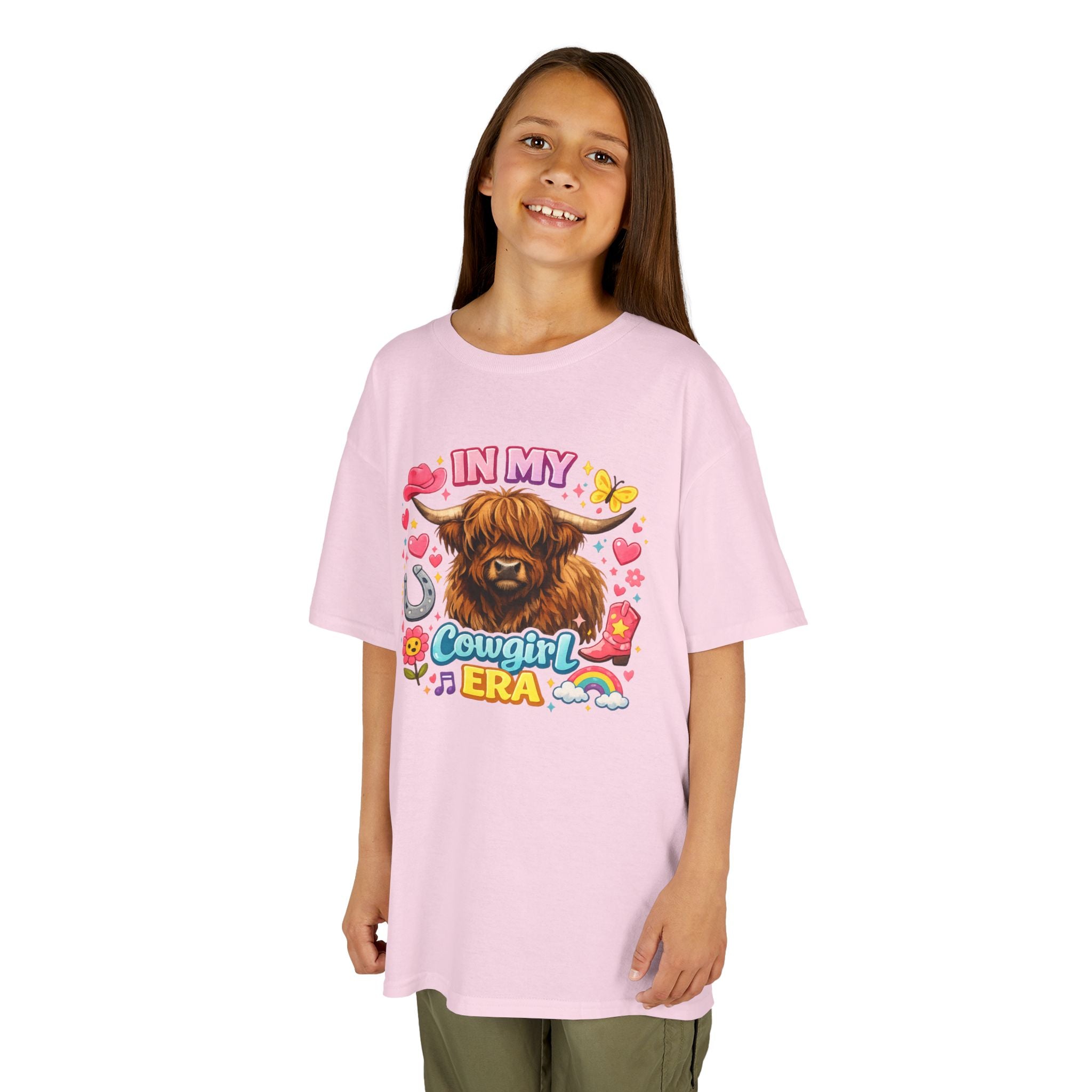 Kids Tee — "In My Cowgirl Era" Highland Cow Graphic