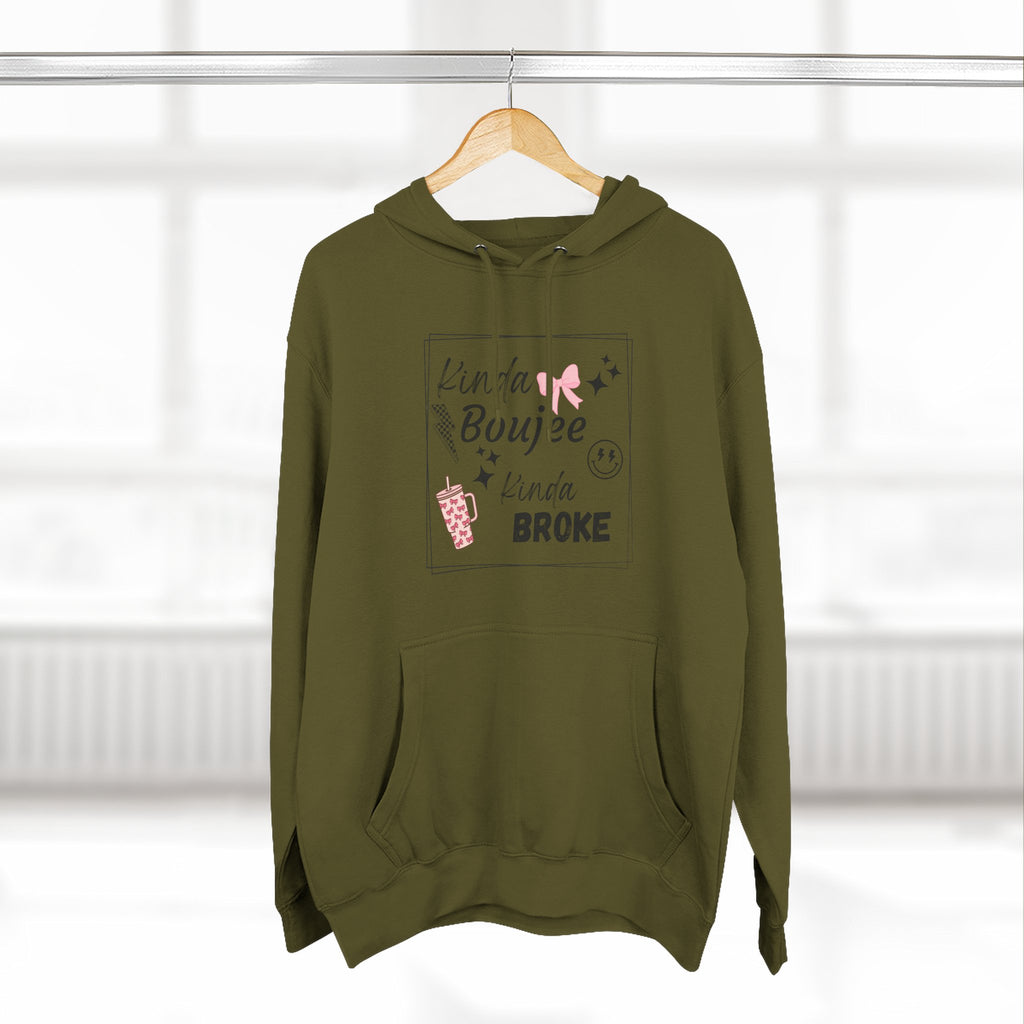 Boujee But Broke Hoodie — Cute Graphic Fleece Pullover