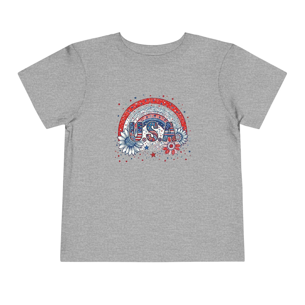 Toddler Tee — USA Rainbow Floral Patriotic 4th of July Shirt