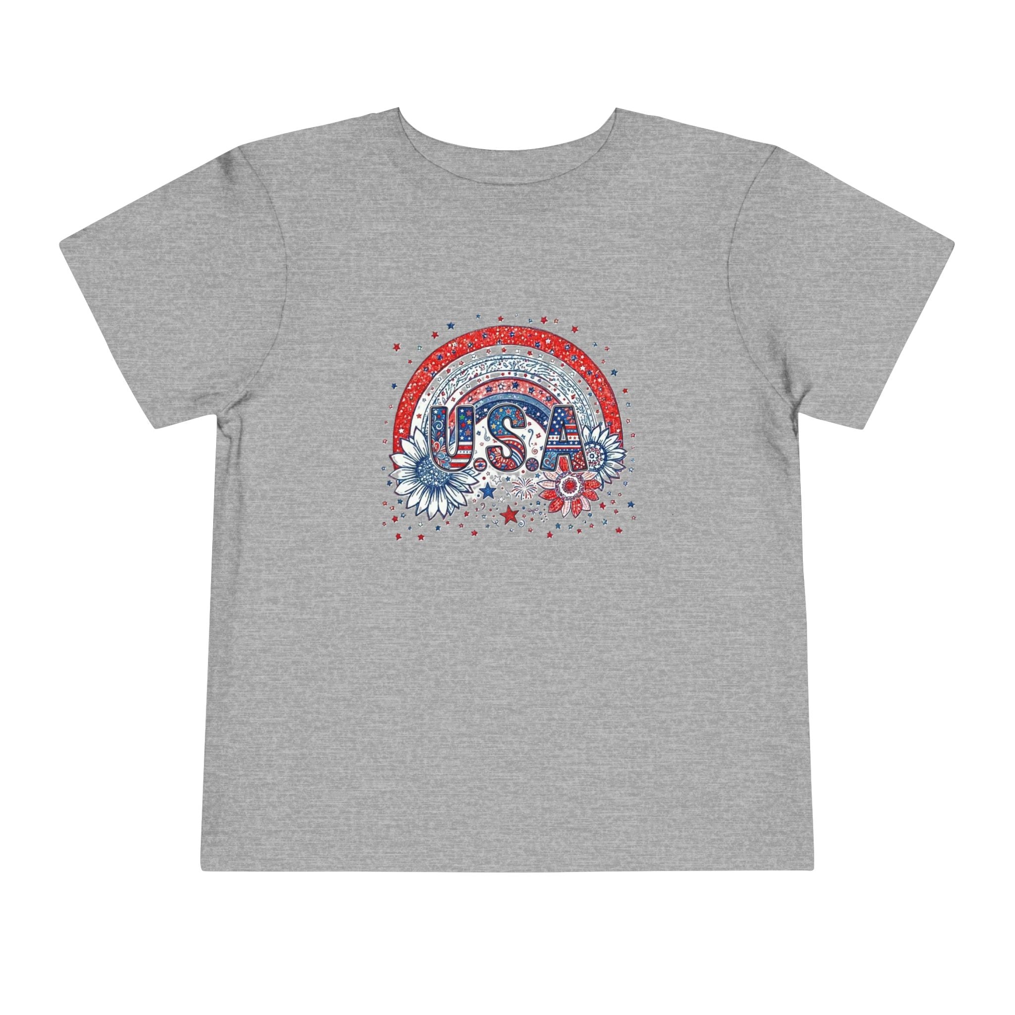 Toddler Tee — USA Rainbow Floral Patriotic 4th of July Shirt