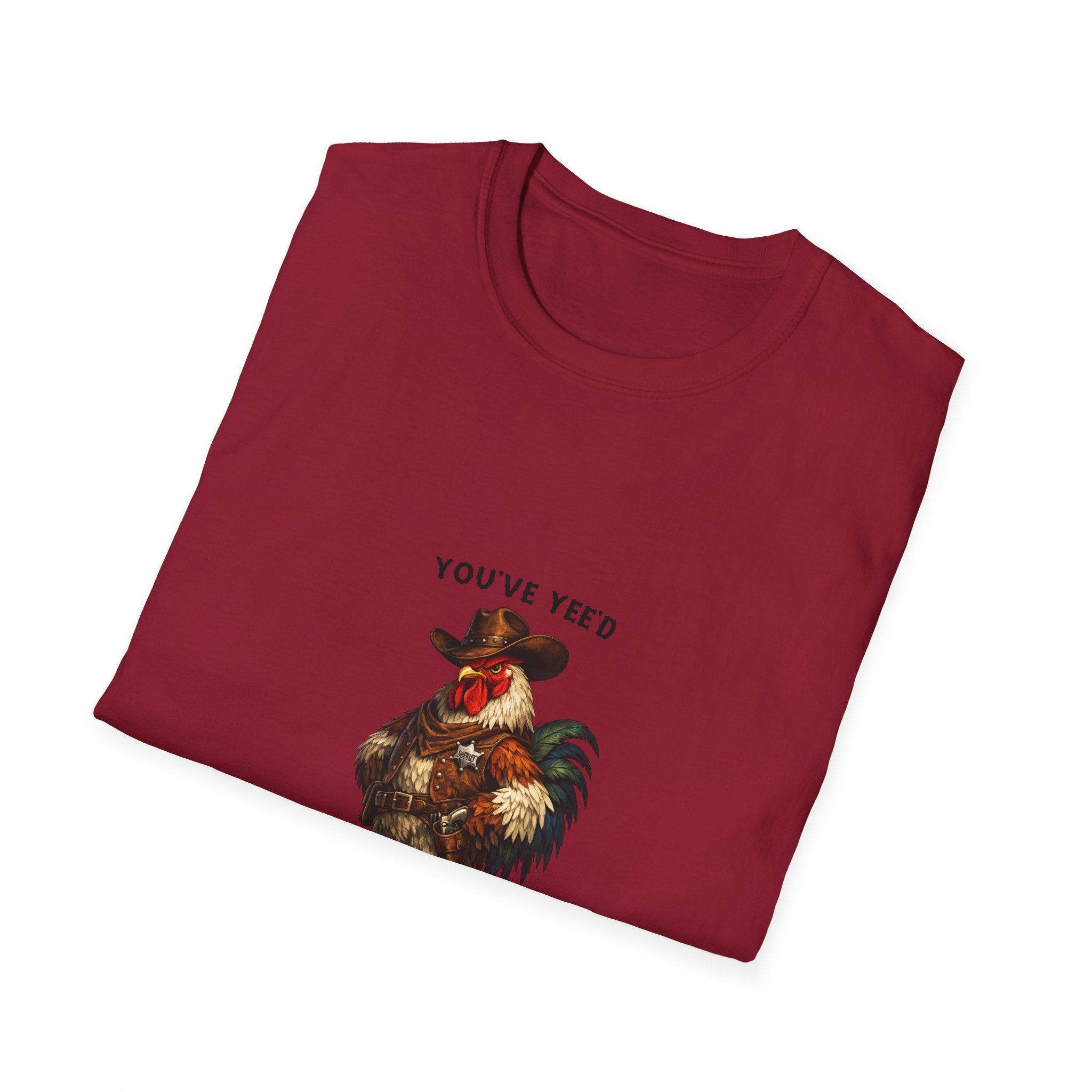 Rooster Joke T-Shirt — “You’ve Feed Your Last Haw” Funny Farm Animal Tee
