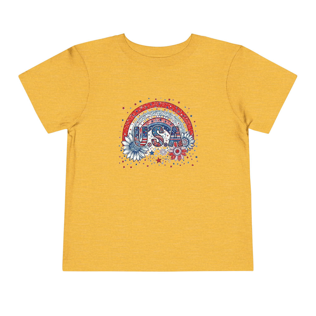 Toddler Tee — USA Rainbow Floral Patriotic 4th of July Shirt