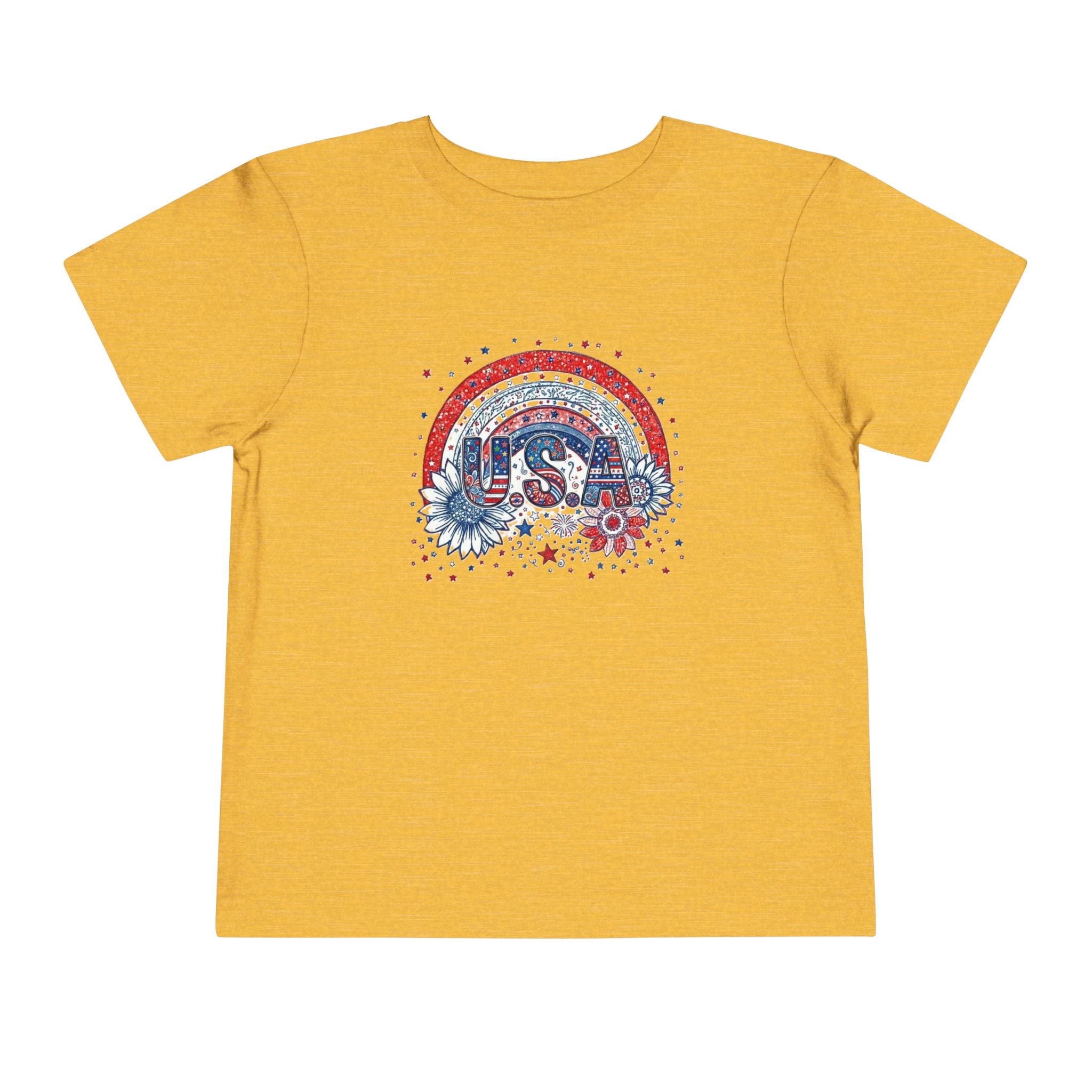 Toddler Tee — USA Rainbow Floral Patriotic 4th of July Shirt
