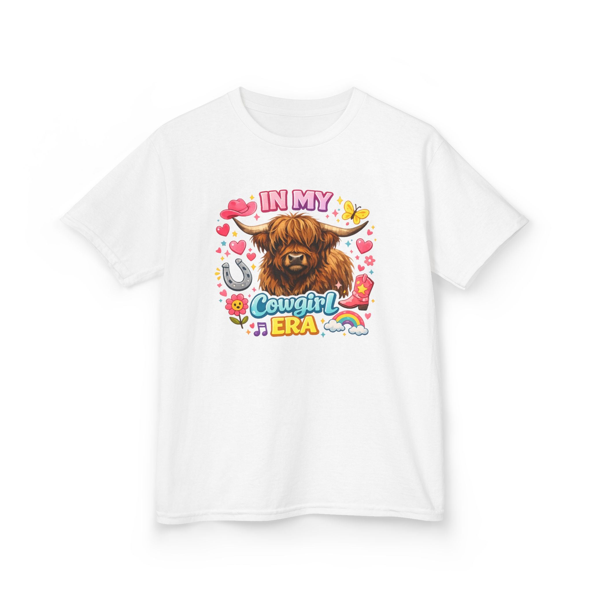 Kids Tee — "In My Cowgirl Era" Highland Cow Graphic