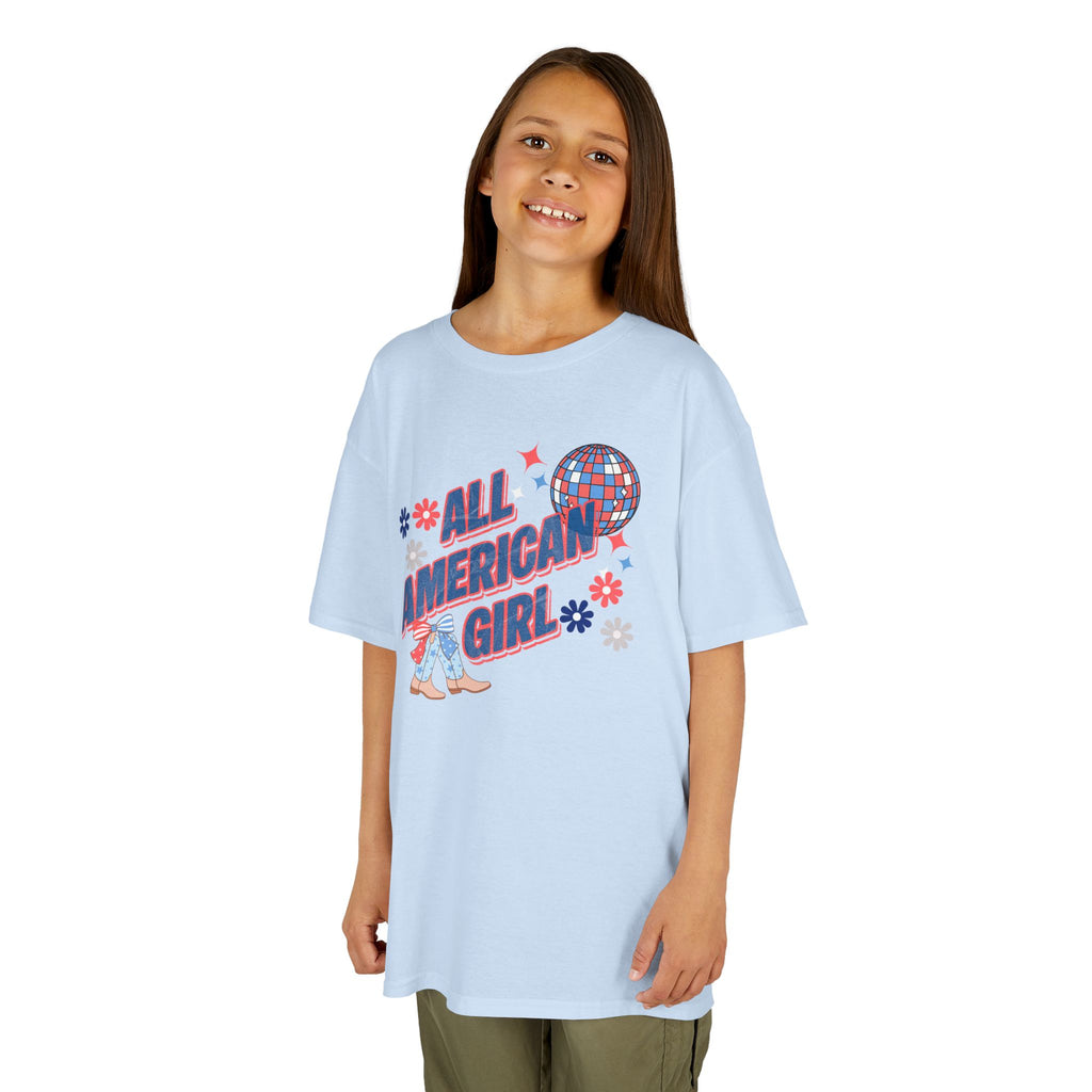 All American Girl Kids T-Shirt — Patriotic 4th of July Tee