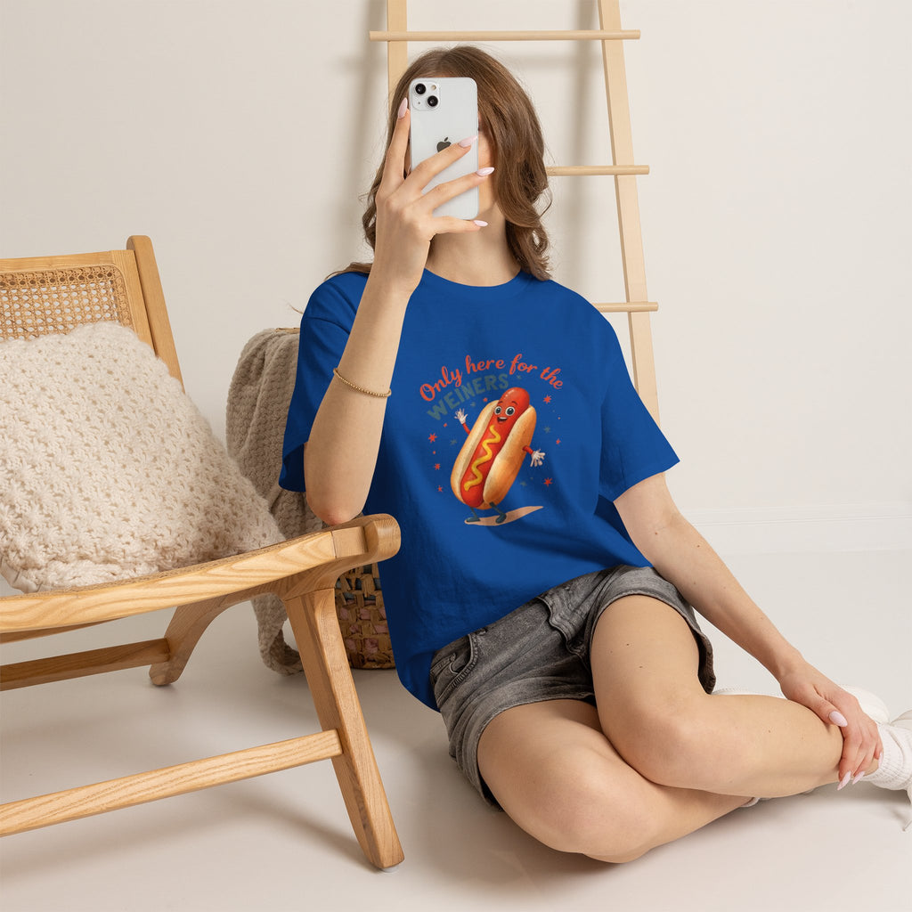 Funny Hot Dog Tee — "Only Here for the Weiners" Graphic T-Shirt