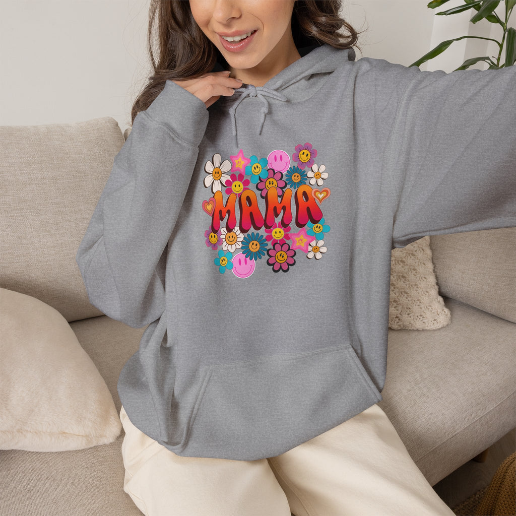 Mama Floral Hoodie — Retro Flower Power "Mama" Sweatshirt