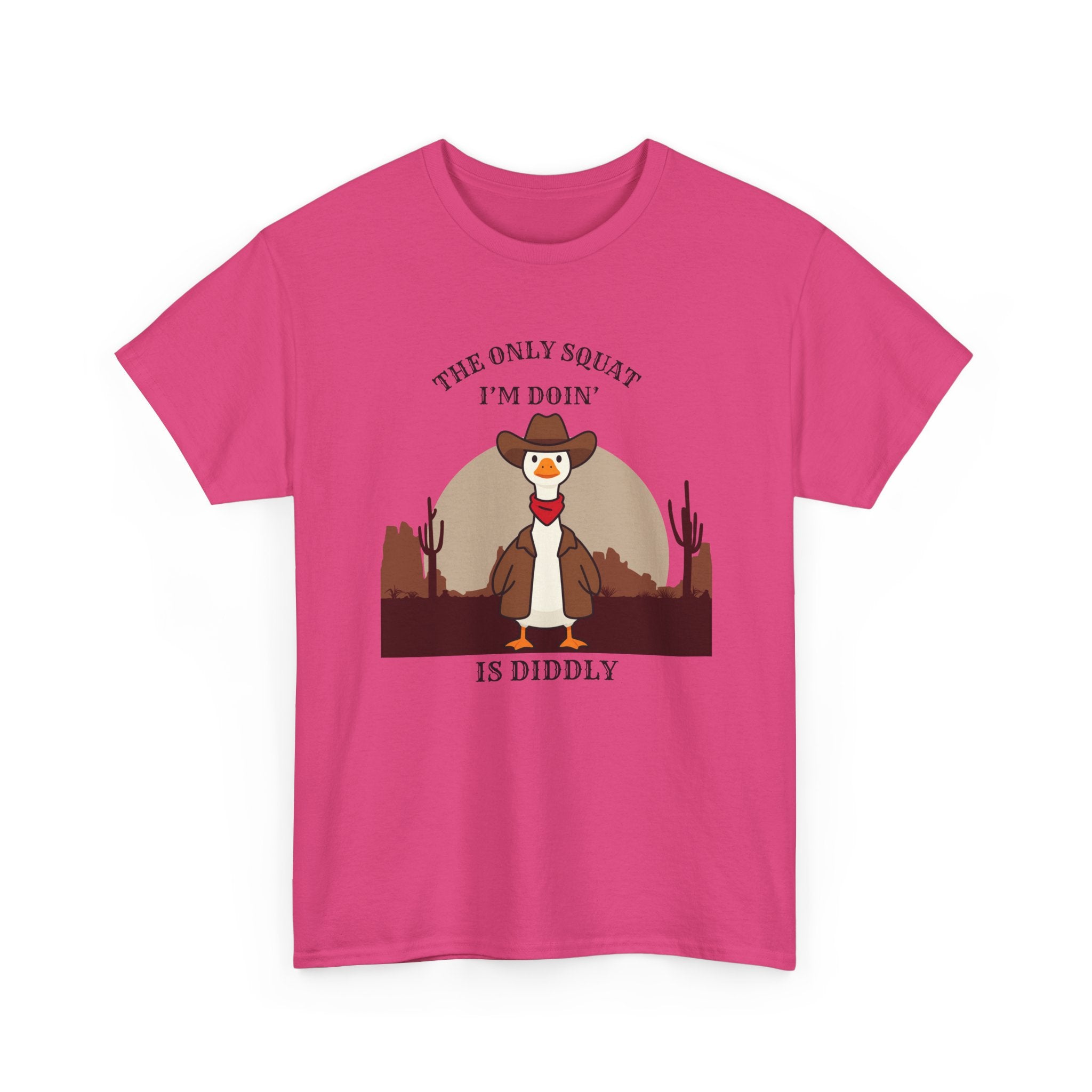 Cowboy Duck Graphic Tee — "The Only Squat I'm Doin' Is Diddly" Cute Western Animal T-Shirt
