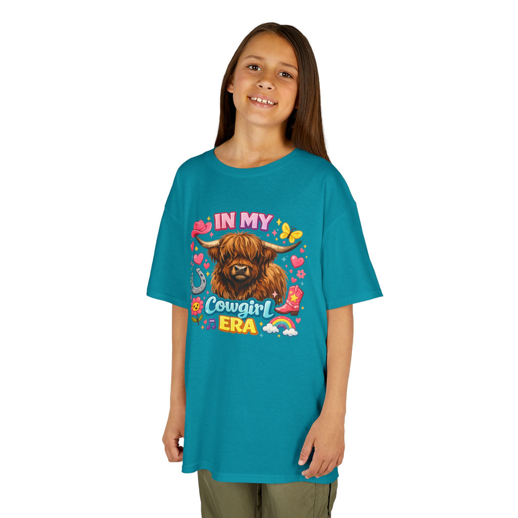 Kids Tee — "In My Cowgirl Era" Highland Cow Graphic