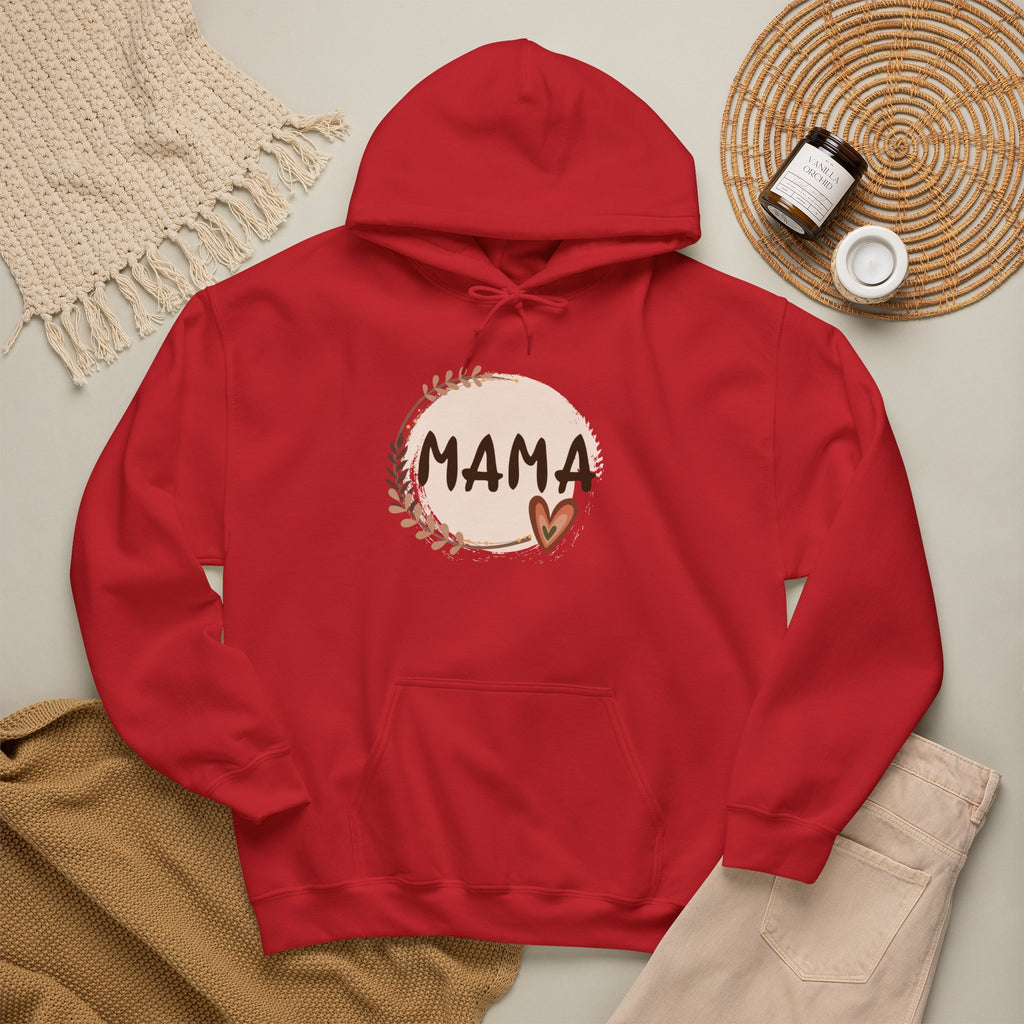 Mama Heart Hoodie — Soft Neutral Mom Sweatshirt, 'MAMA' Script with Heart & Wreath (Mother’s Day Gift)