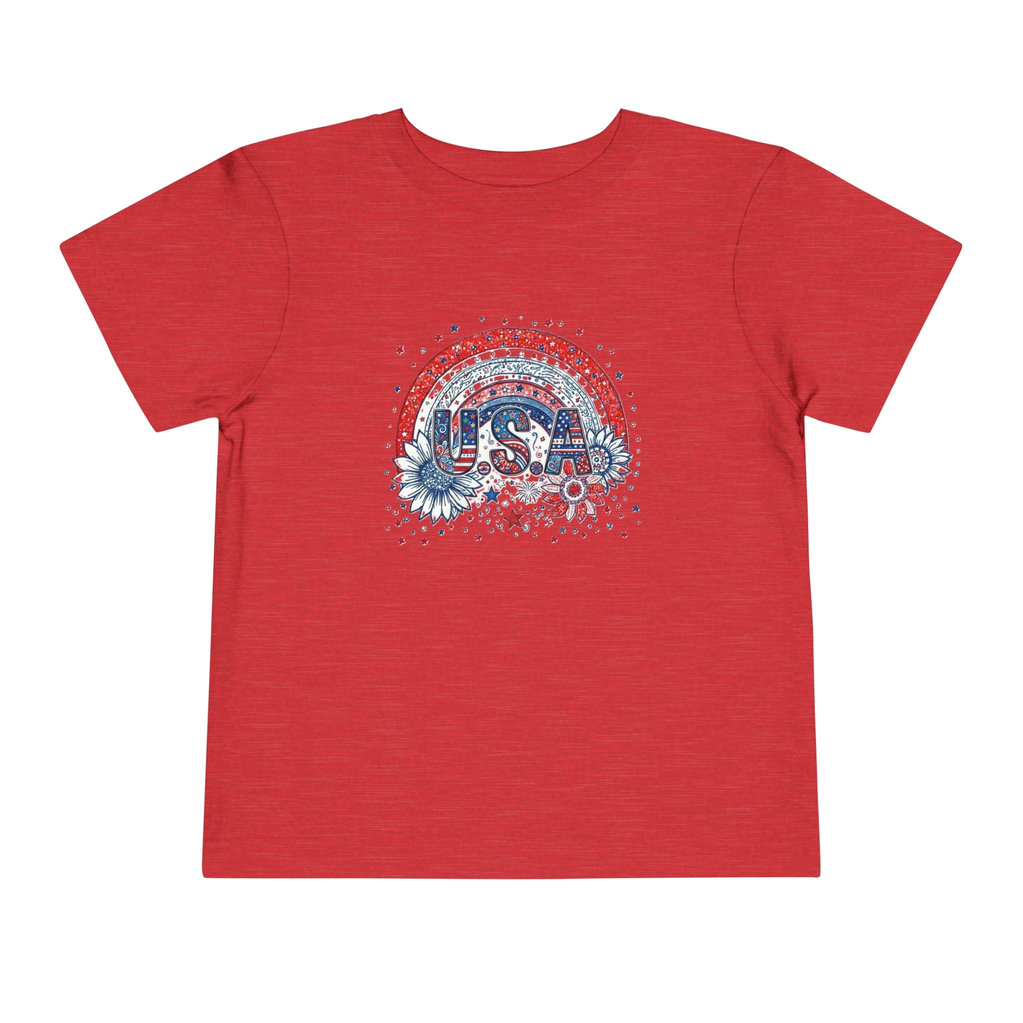 Toddler Tee — USA Rainbow Floral Patriotic 4th of July Shirt