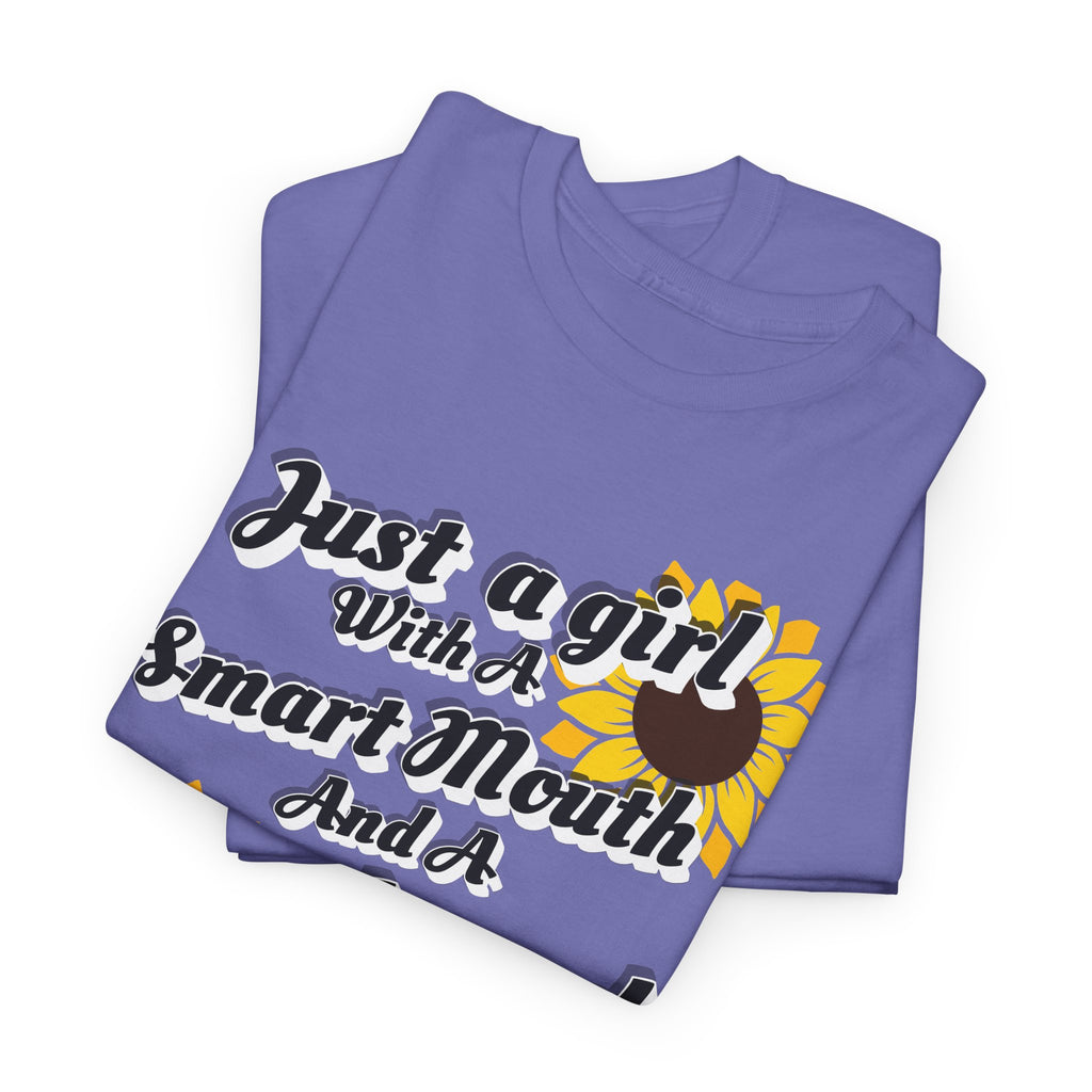 Cornbread Accent T-Shirt – "Just a Girl with a Smart Mouth and a Cornbread Accent" Sunflower Graphic