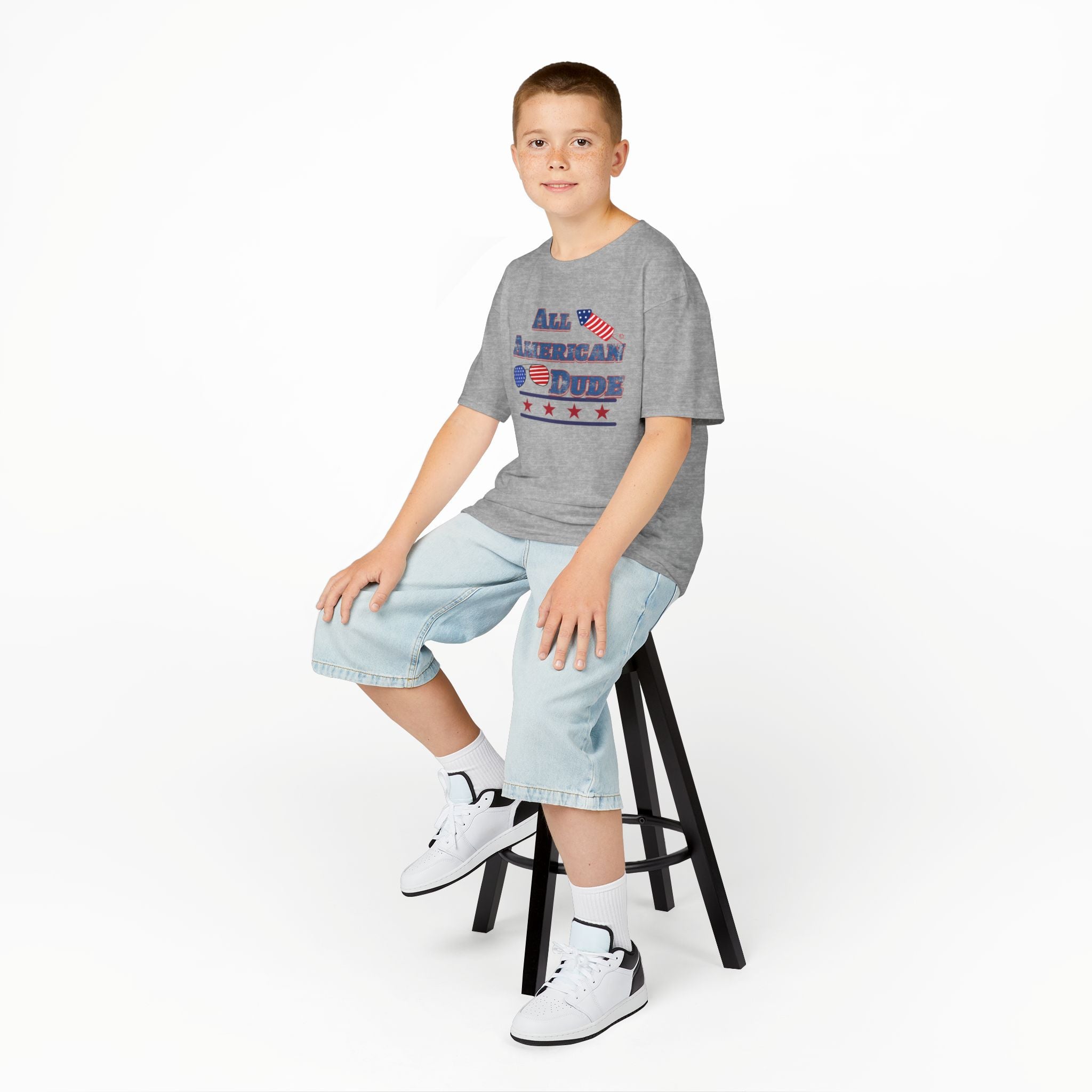 Kids Tee — "All American Dude" Patriotic 4th of July T-Shirt
