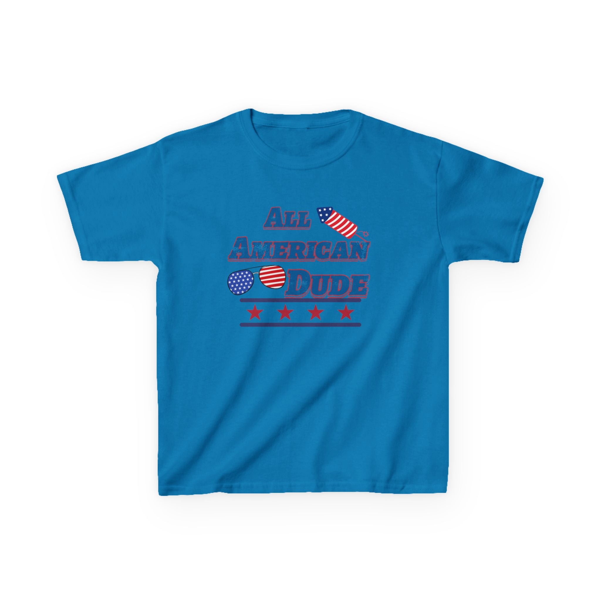Kids Tee — "All American Dude" Patriotic 4th of July T-Shirt