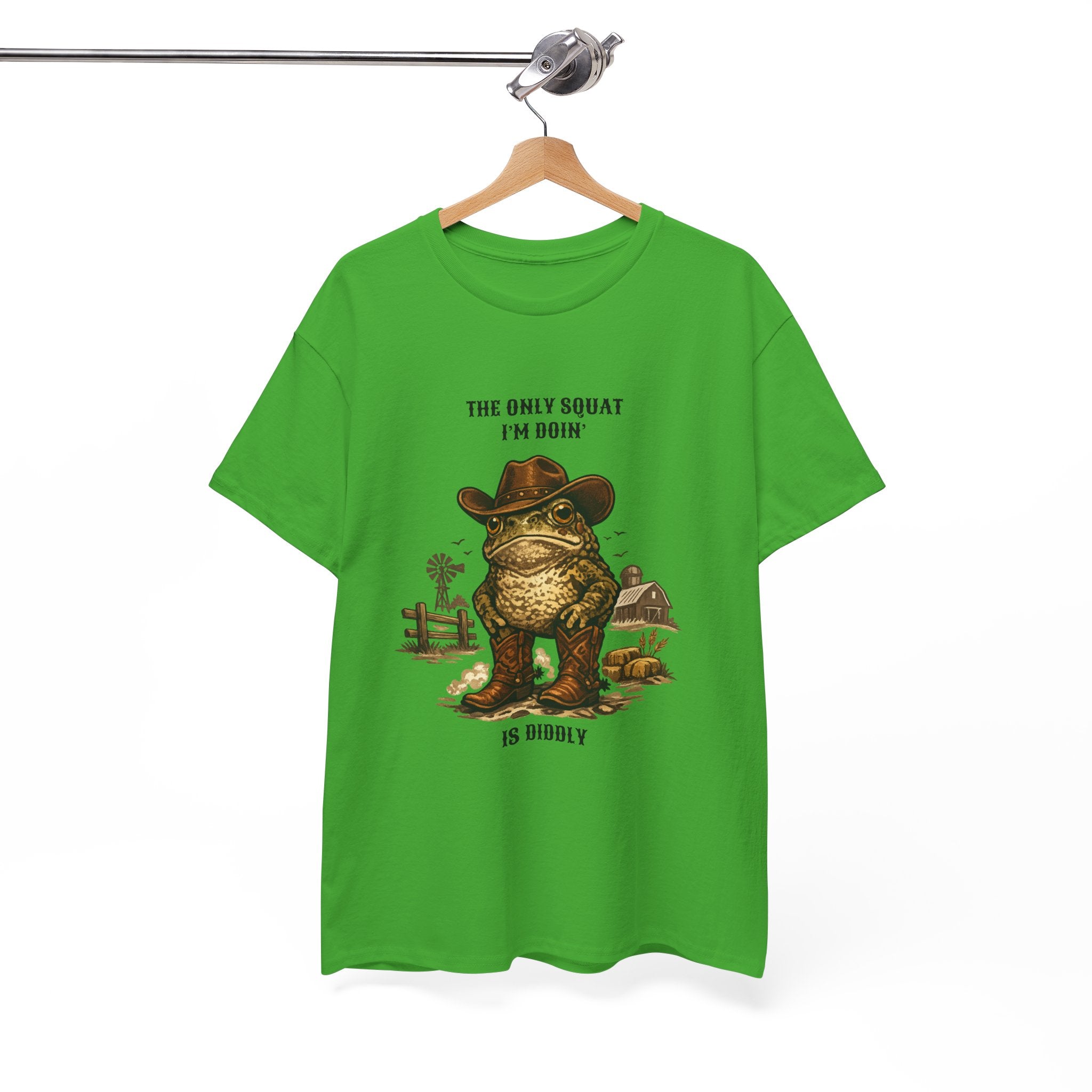 Frog Cowboy Tee — “The Only Squat I’m Doin’ Is Diddle” Funny Western Graphic T-Shirt