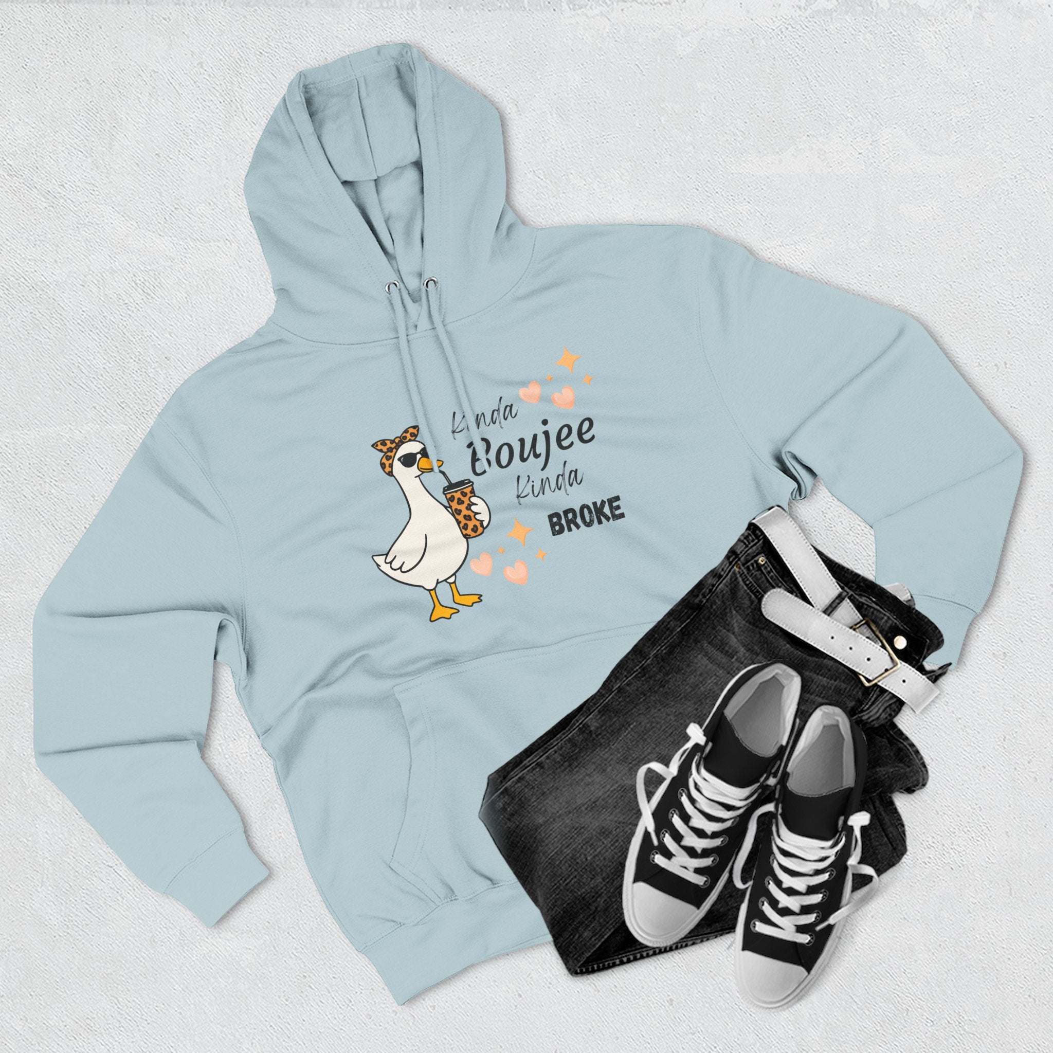 Duck Graphic Hoodie — "A Little Boujee, Kinda Broke" Cute Casual Pullover