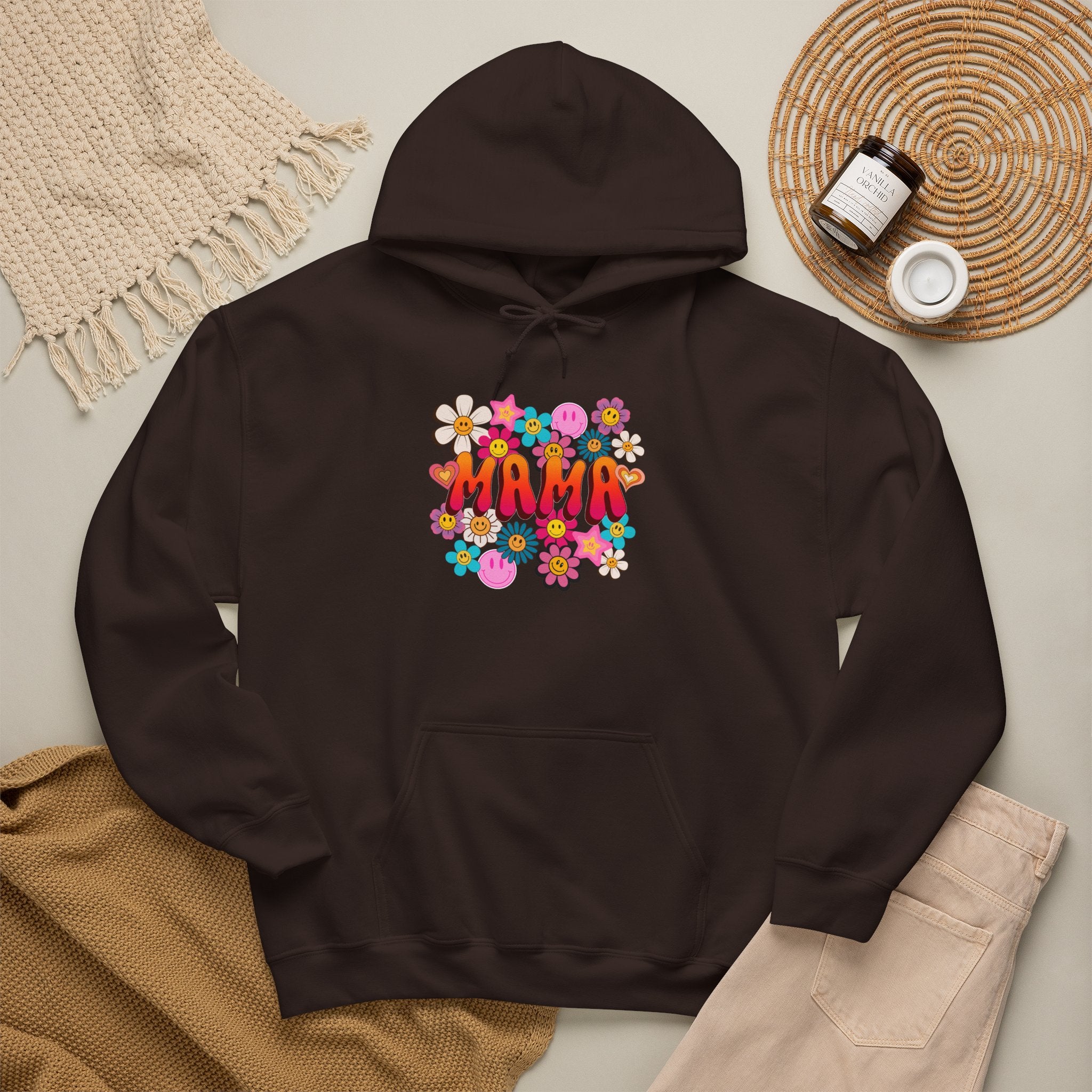 Mama Floral Hoodie — Retro Flower Power "Mama" Sweatshirt