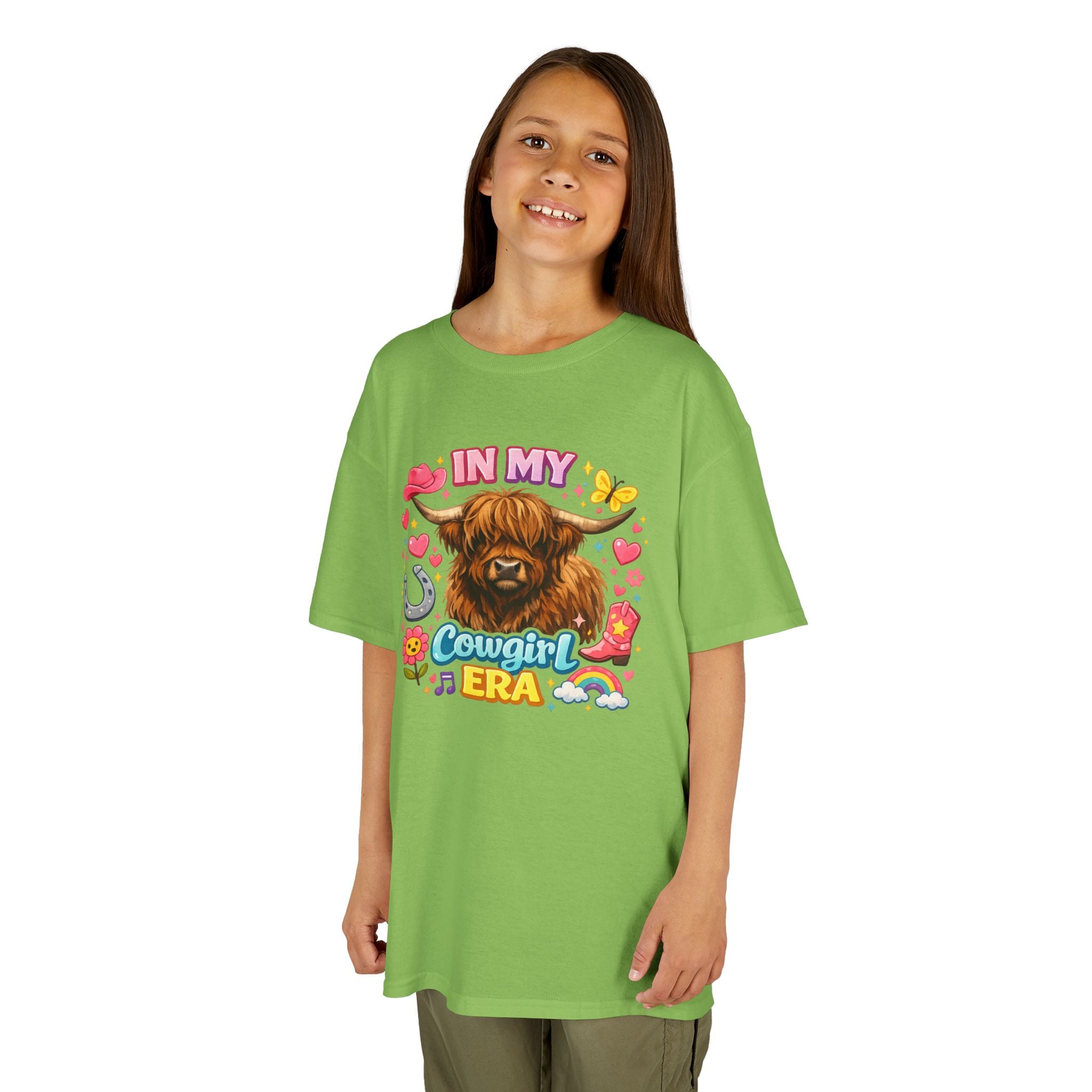 Kids Tee — "In My Cowgirl Era" Highland Cow Graphic