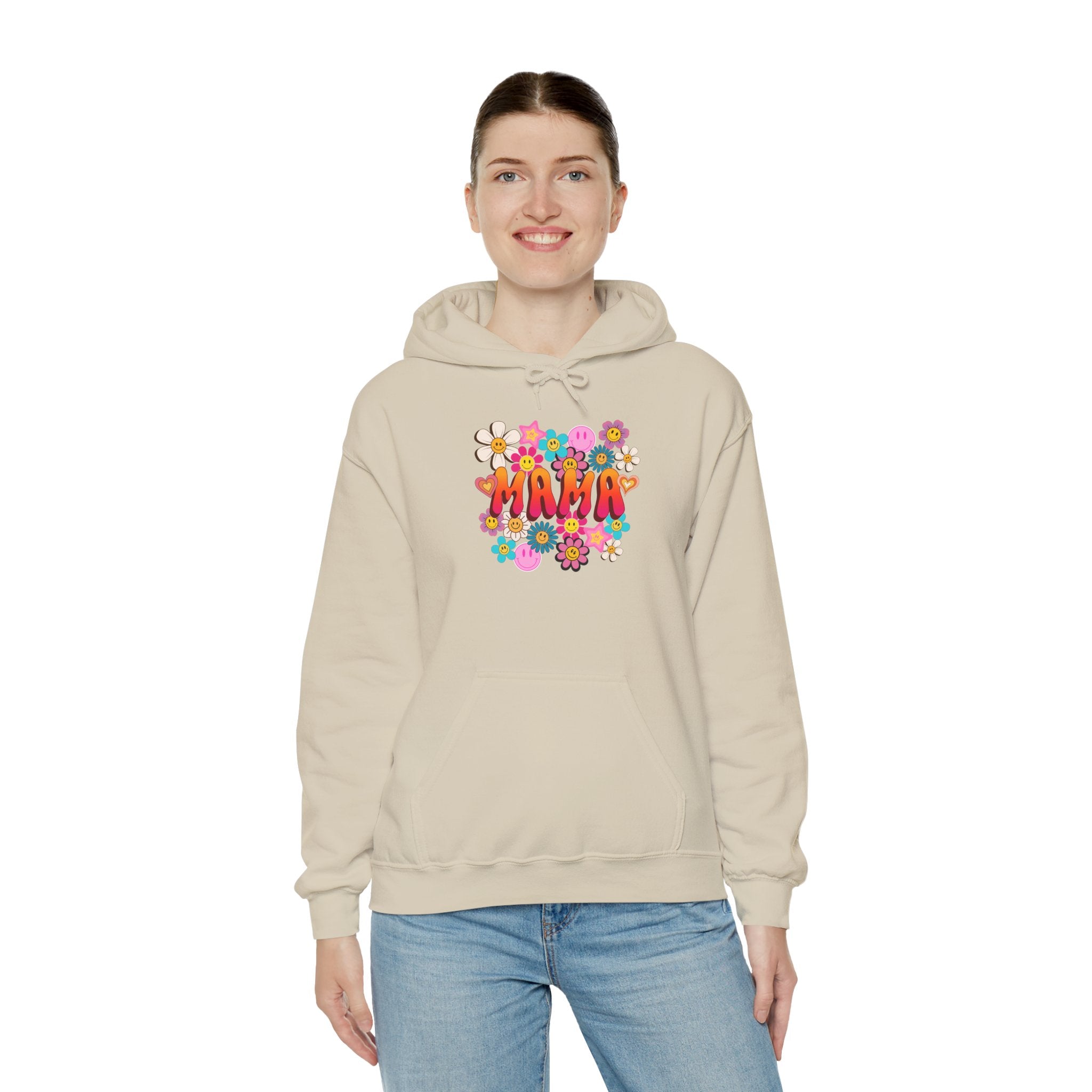 Mama Floral Hoodie — Retro Flower Power "Mama" Sweatshirt
