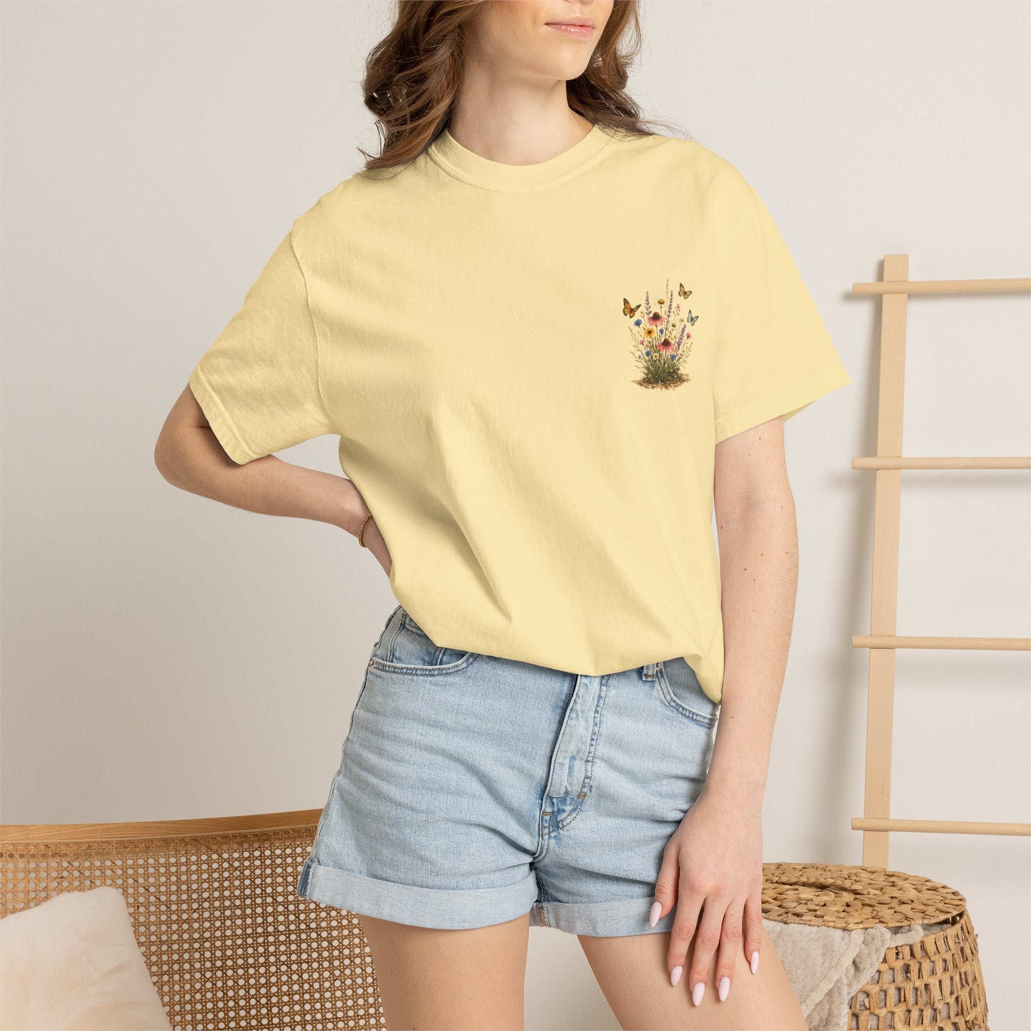 Wildflower Bouquet T-shirt | Backyard Butterflies, Botanical Illustration