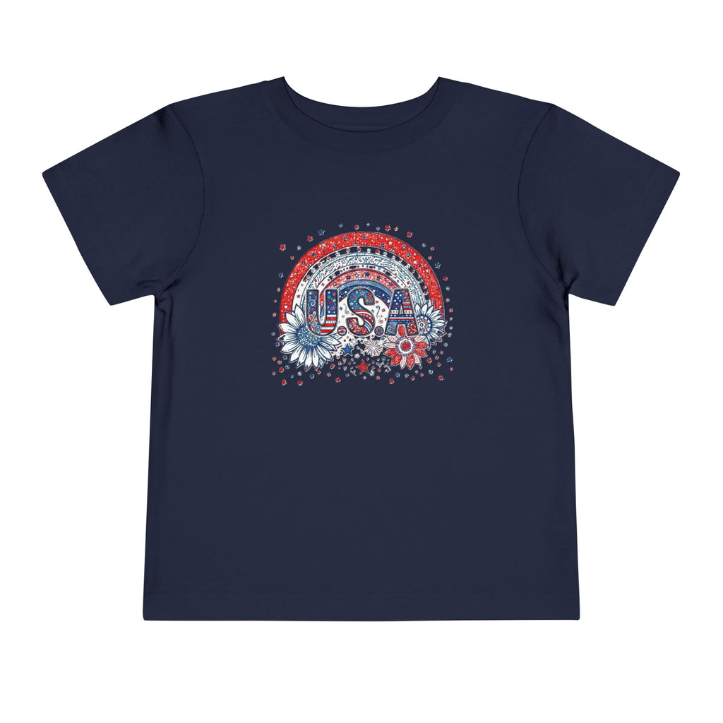 Toddler Tee — USA Rainbow Floral Patriotic 4th of July Shirt