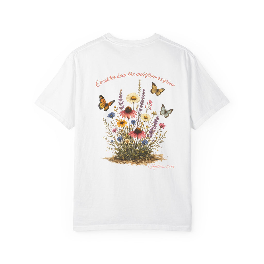 Wildflower Bouquet T-shirt | Backyard Butterflies, Botanical Illustration