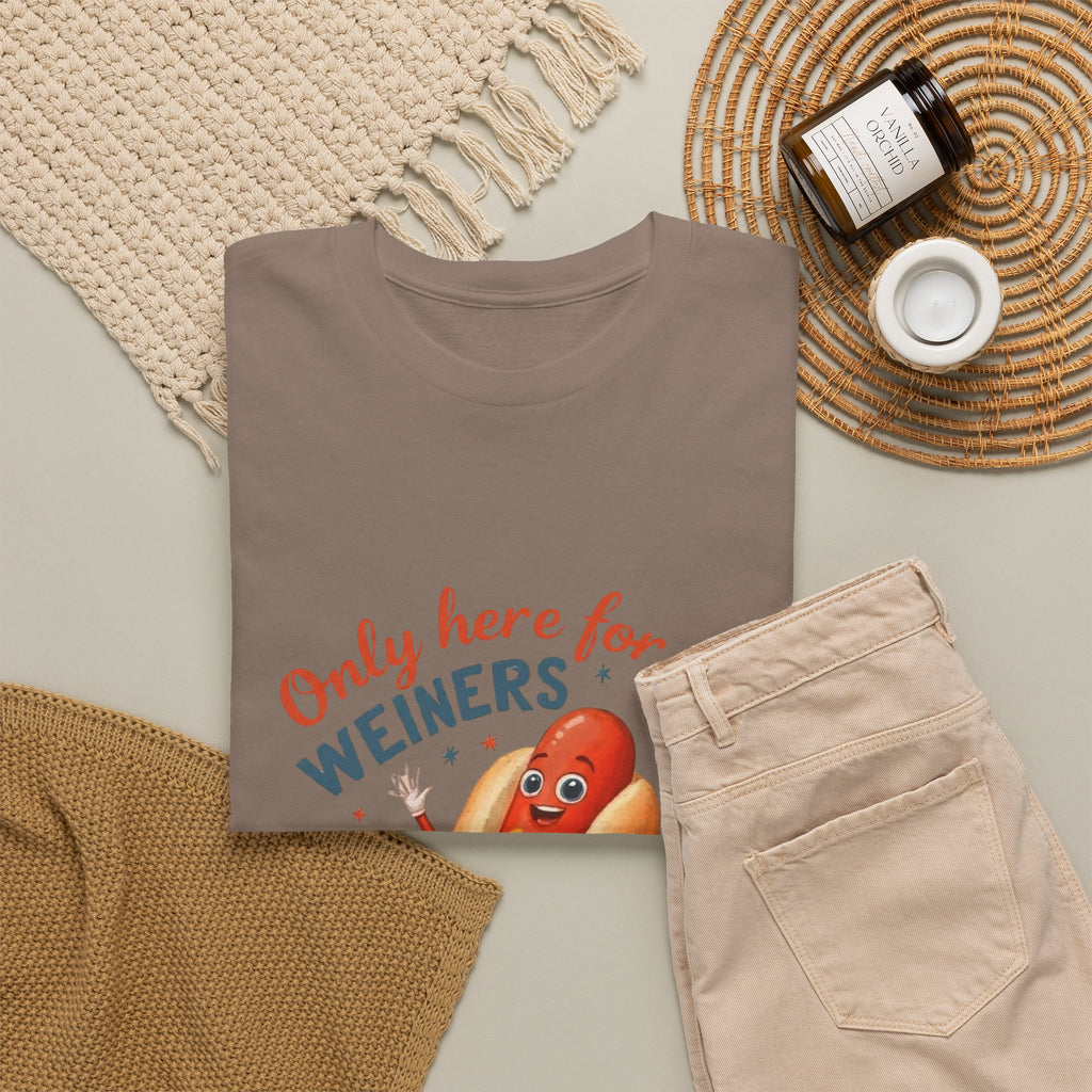 Funny Hot Dog Tee — "Only Here for the Weiners" Graphic T-Shirt