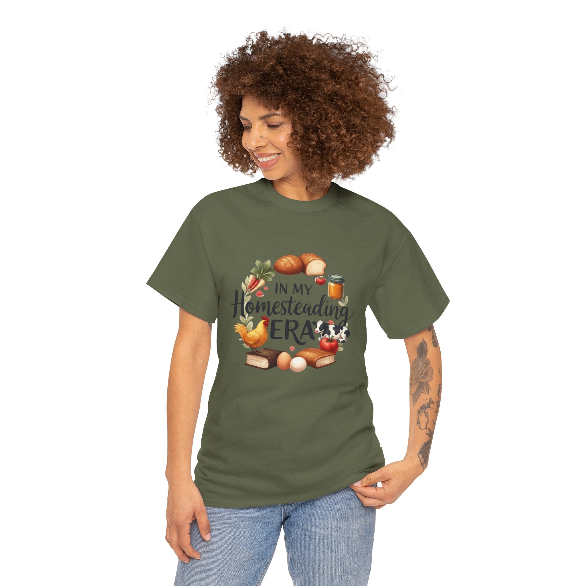 Homesteading Era Tee — Cute Bread, Chickens & Eggs Design