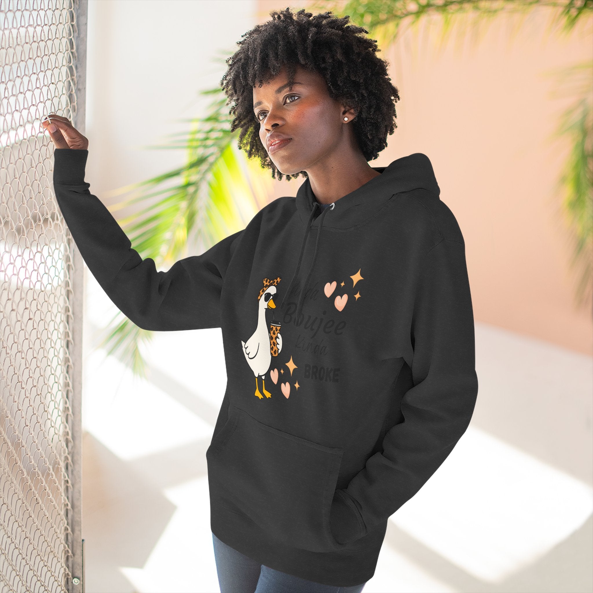 Duck Graphic Hoodie — "A Little Boujee, Kinda Broke" Cute Casual Pullover