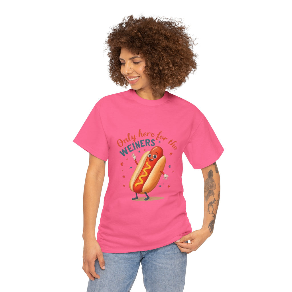 Funny Hot Dog Tee — "Only Here for the Weiners" Graphic T-Shirt