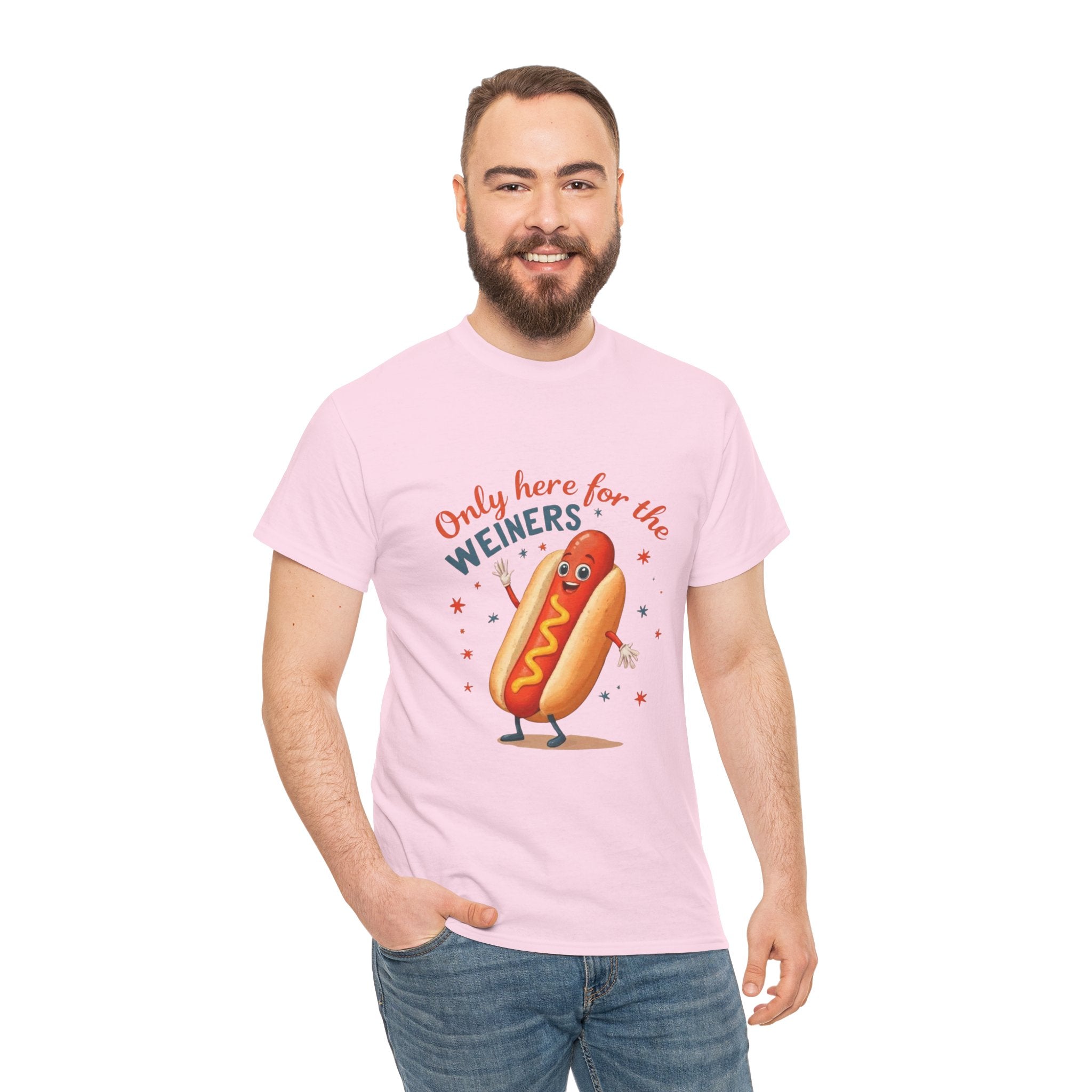 Funny Hot Dog Tee — "Only Here for the Weiners" Graphic T-Shirt